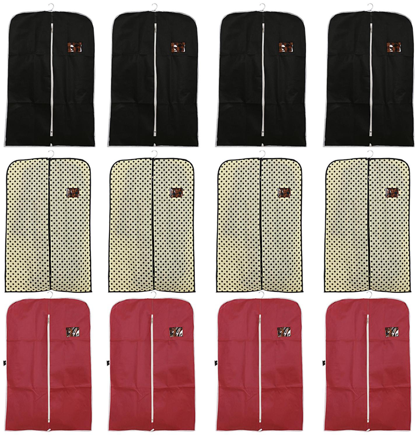 

Kuber Industries 12 pcs Non Woven Coat Blazer Cover (Black Maroon Cream) CTHH10170