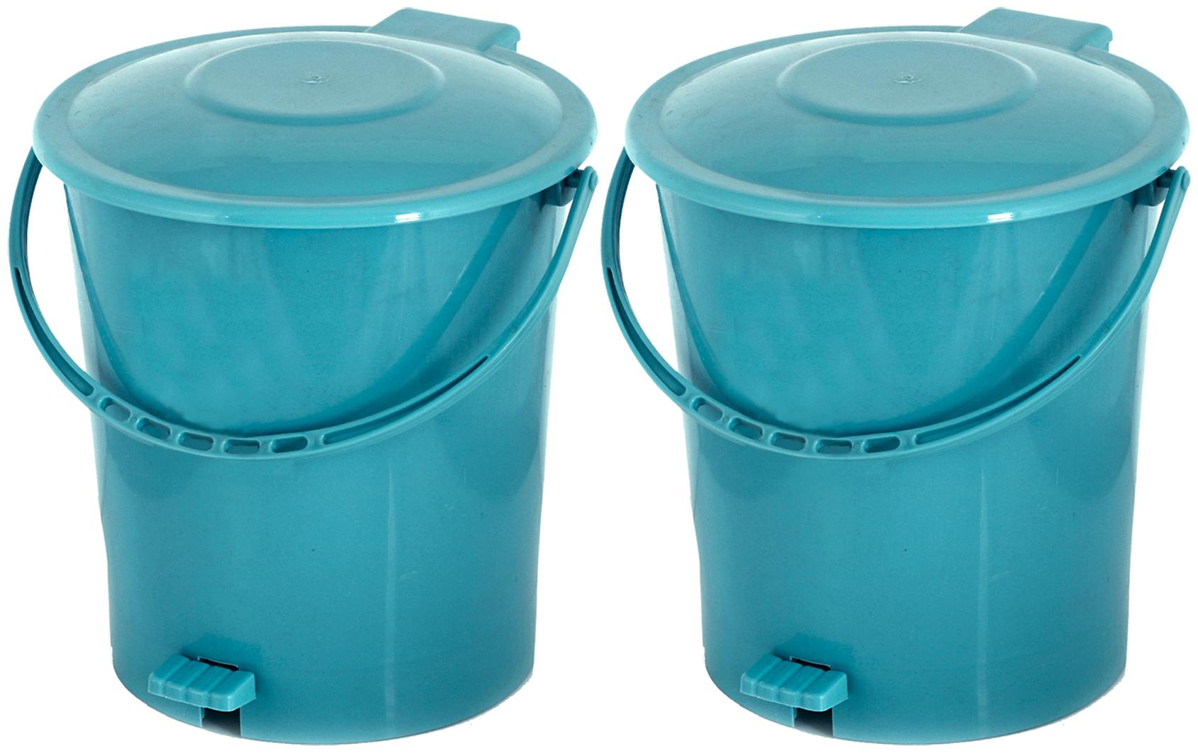 

Kuber Industries 2 pcs Plastic Dustbin Garbage Bin with Handle 10 L (Green) - CTHH16368