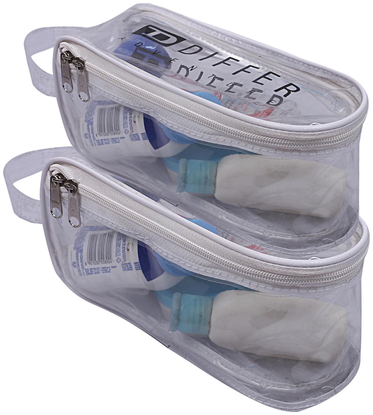 

Kuber Industries 2 Piece Waterproof Shaving Pouch Toiletries Make Up Pouch Organizer Travel Pouch Set White - CTHH13342