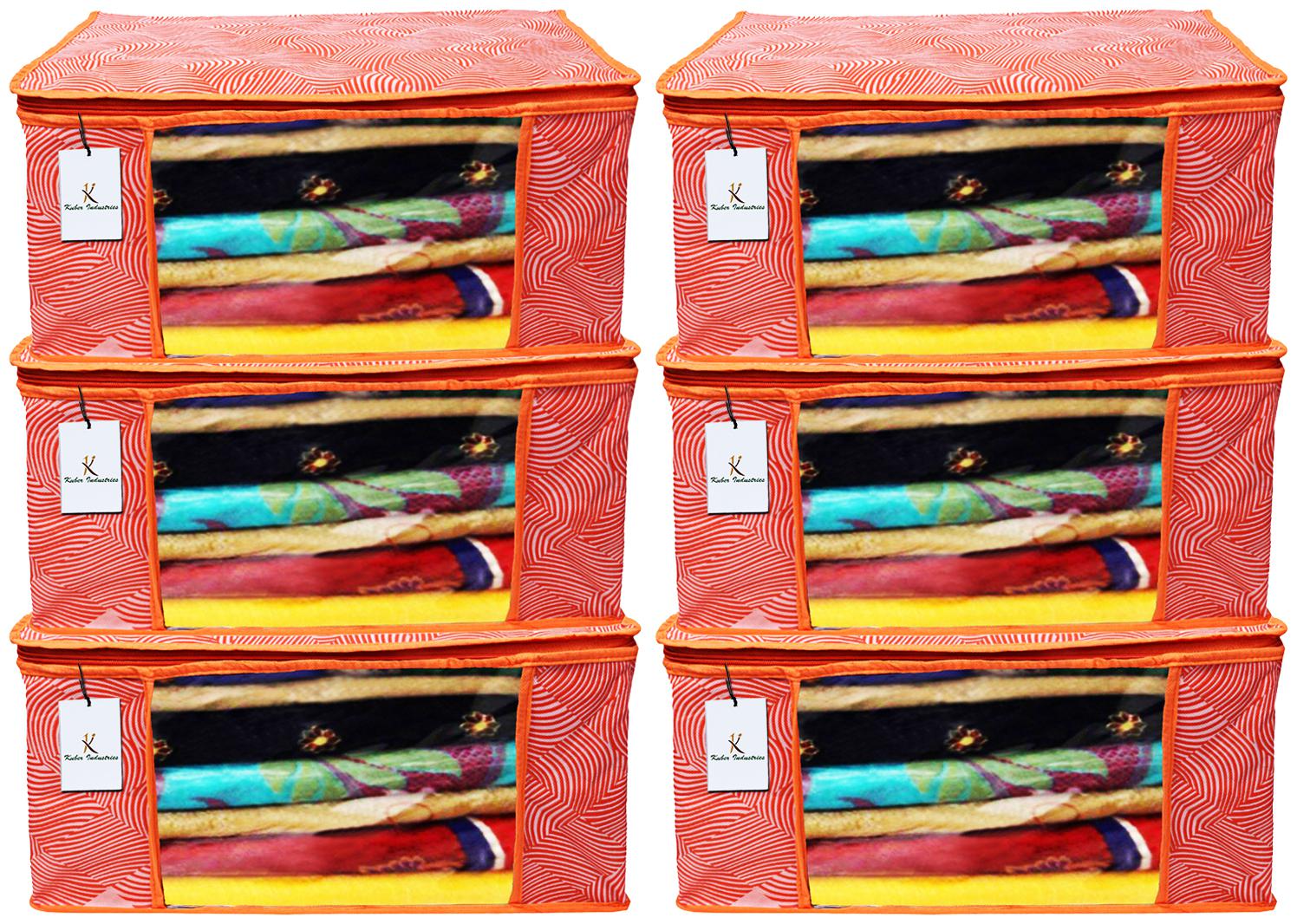 

Kuber Industries Leheriya Design 6 pc Non Woven Saree Cover Large Orange - CTHH11935