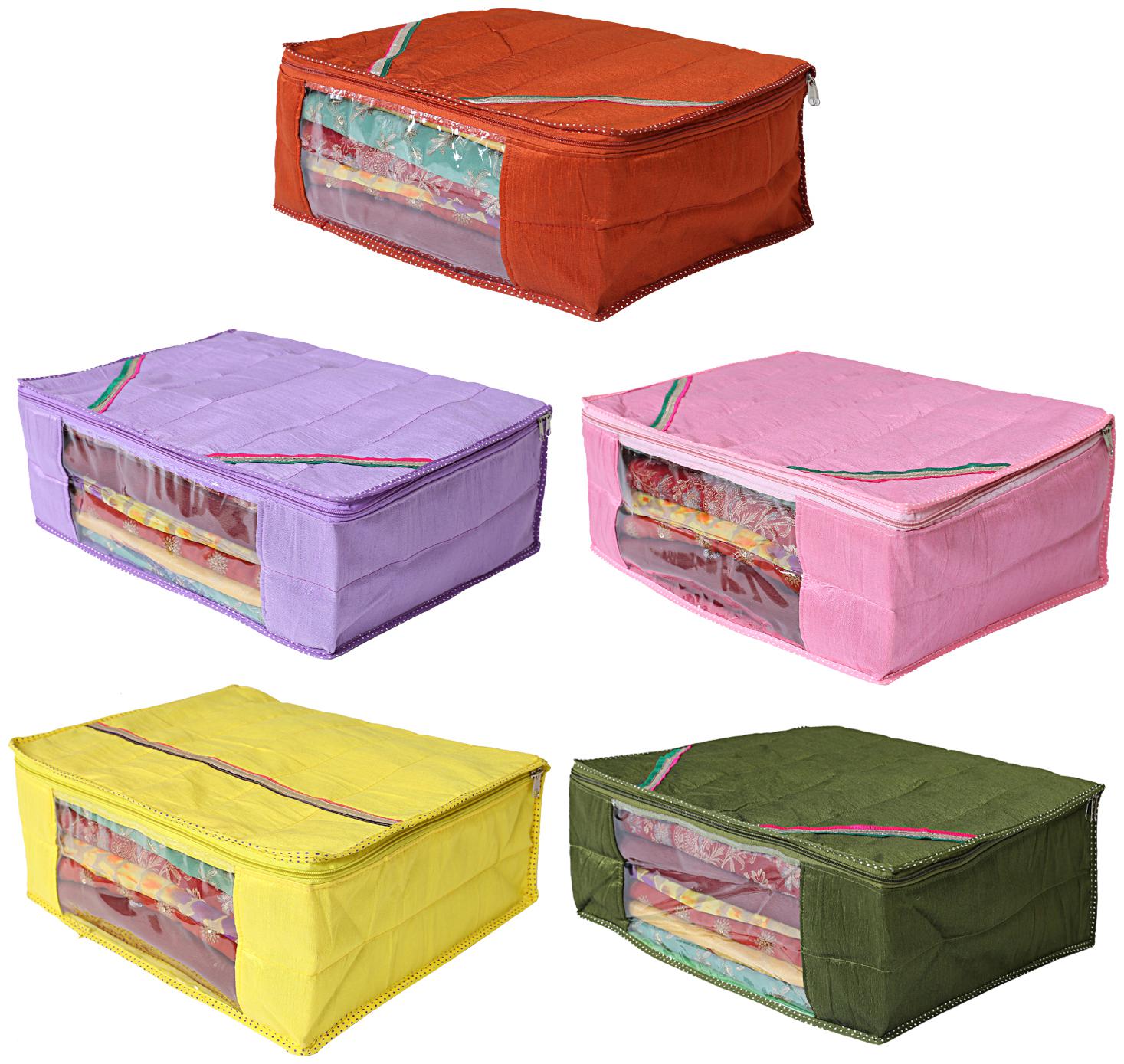 

Kuber Industries 5 pcs Raw Silk Saree Cover Wardrobe Organizer (Multi)- CTHH19233
