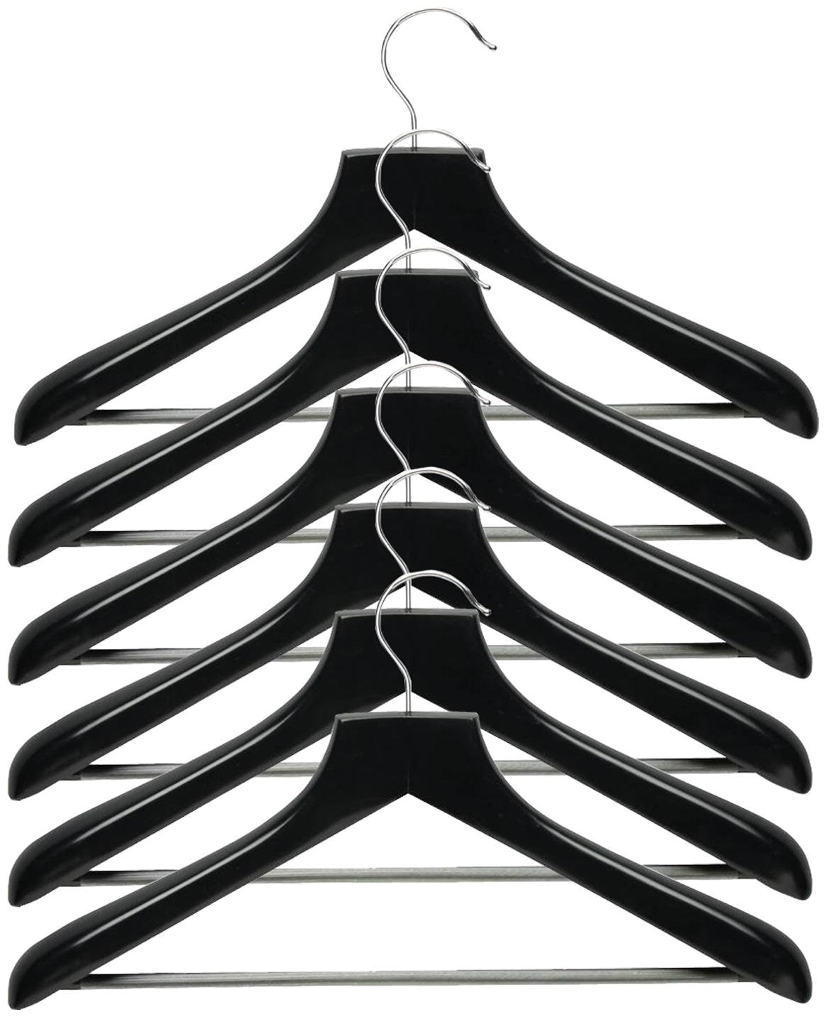 

Kuber Industries Plastic 6 pcs Hangers for Wardrobe 16 Inches 45x16x5 CM-(Black) CTHH10189