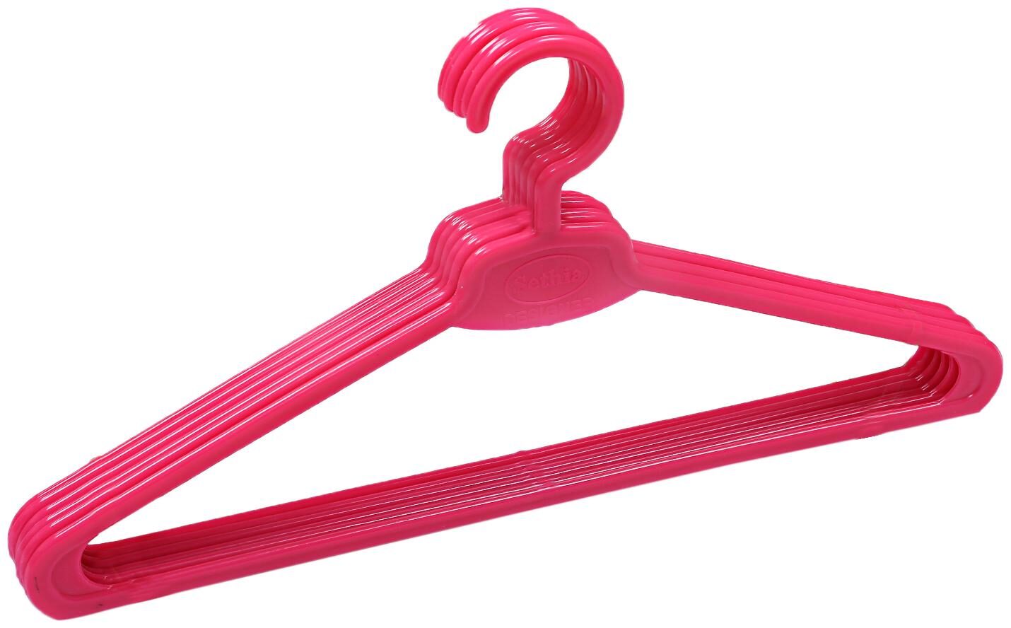 

Kuber Industries Plastic 6 pcs Hanger Set for wardrobe (Pink) CTHH10942