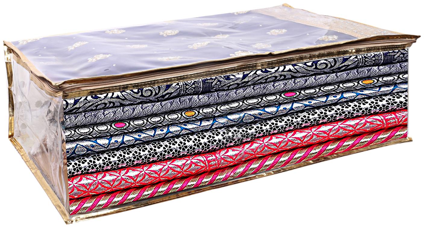 

Kuber Industries Polka Dots Large PVC Transparent Saree Cover Cloth Cover Lahenga Cover Storage Bag Extra Large (Gold) - CTHH13345