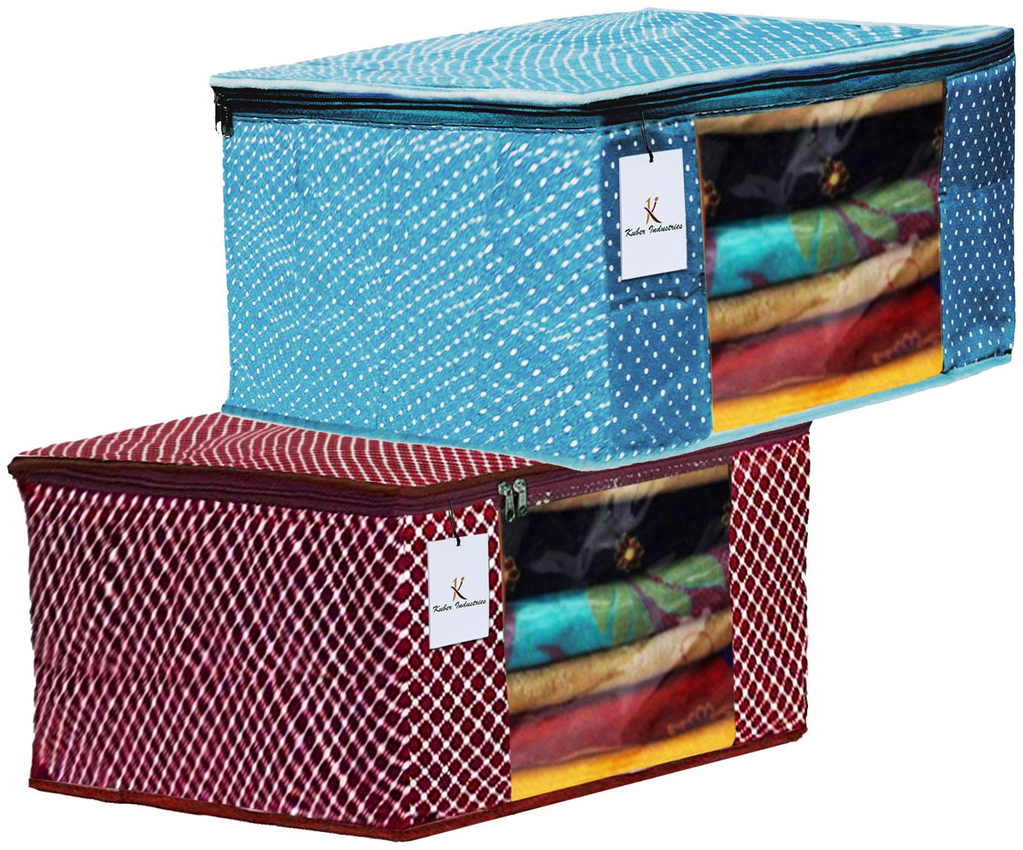 

Kuber Industries Polka Dots 2 pcs Cotton 3 Layered Quilted Saree Cover (Maroon Sky Blue) - CTHH14884