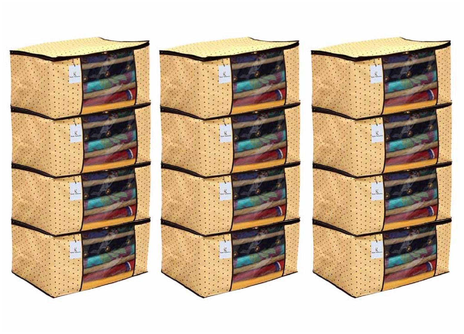 

Kuber Industries 12 pc Non Woven Saree Cover Set Ivory Large Size CTHH11695