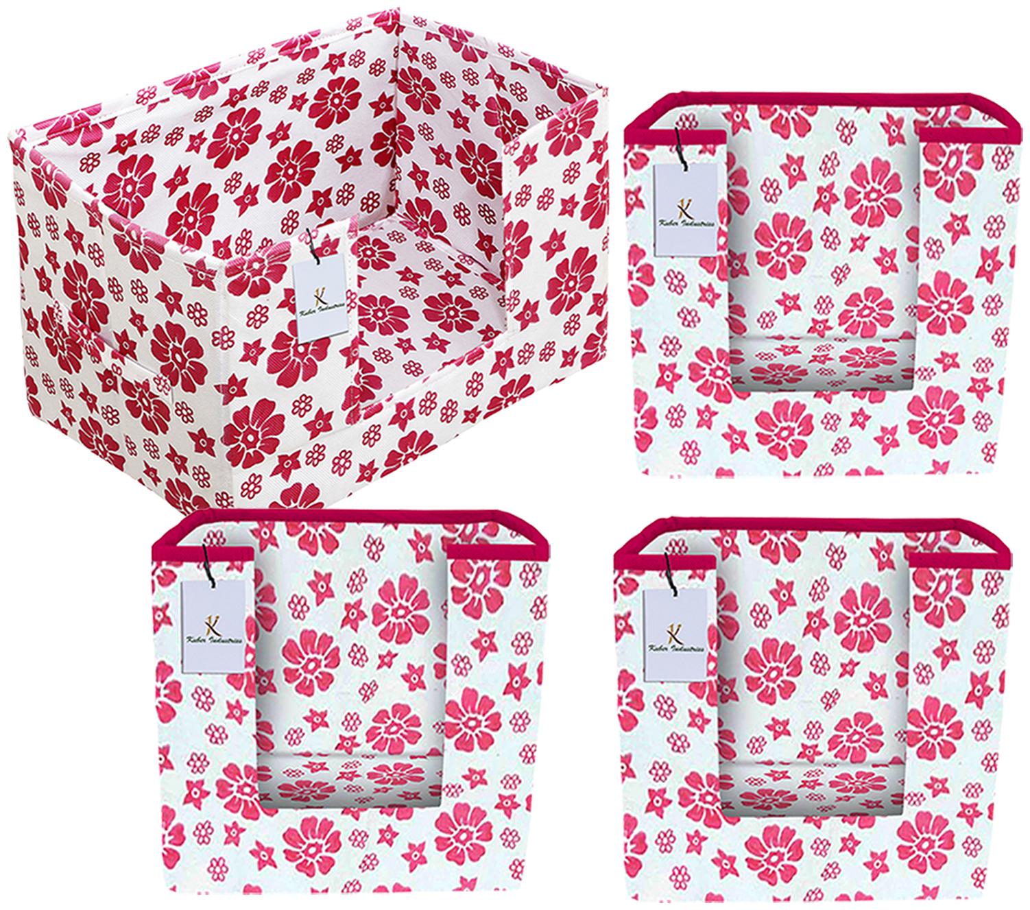

Kuber Industries Flower Printed Non Woven 3 pc Shirt Stacker And 1 pc Foldable Rectangle Cloth Saree Stacker Cloth Wardrobe Organizer Wardrobe Organizer (Pink) - CTHH17580