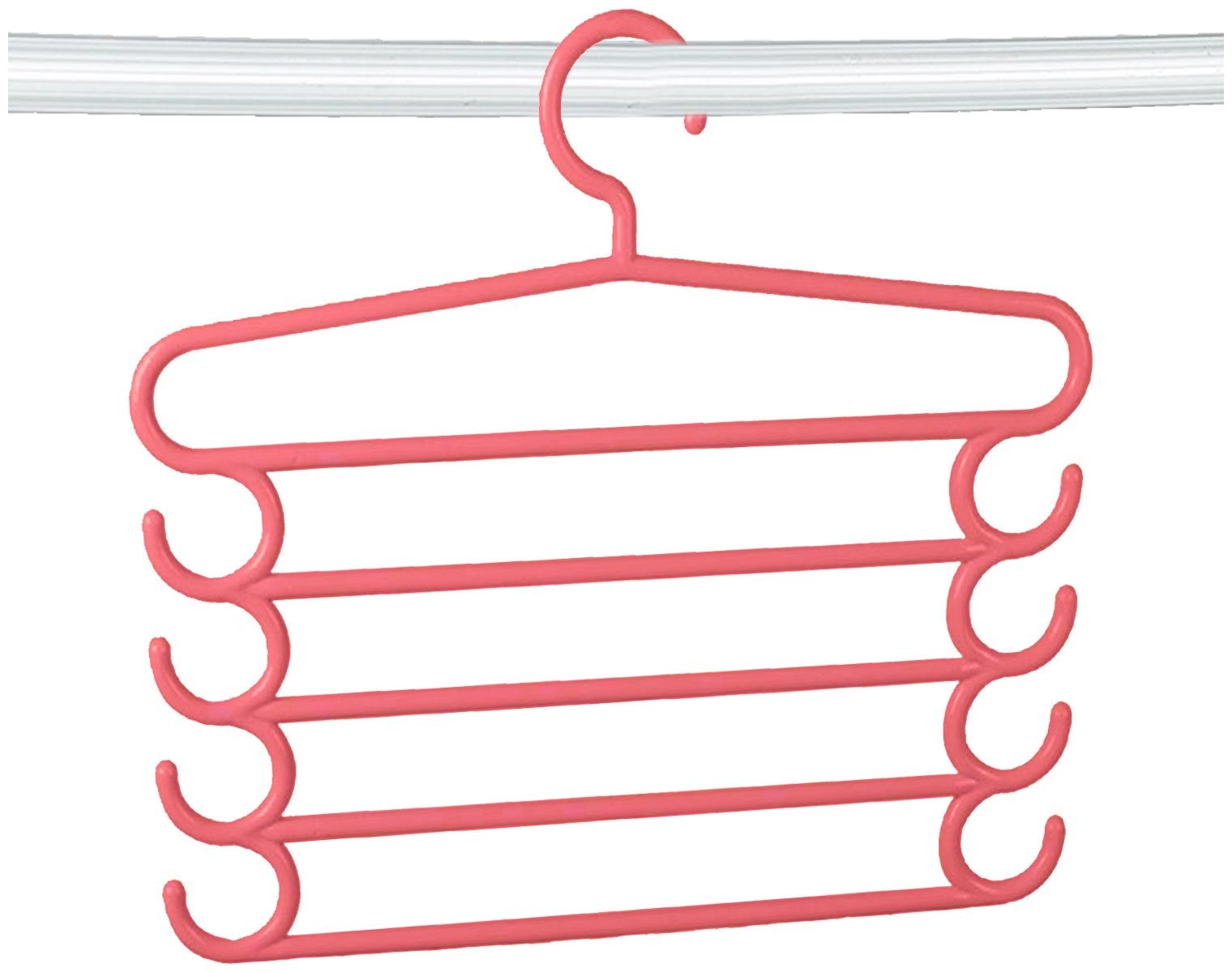 

Kuber Industries Five Layers Plastic Clothes Hangers Pants Storage Hangers Cloth Rack Multilayer Storage Scarf Tie Rack Hanger(MultiColor) - CTHH14553