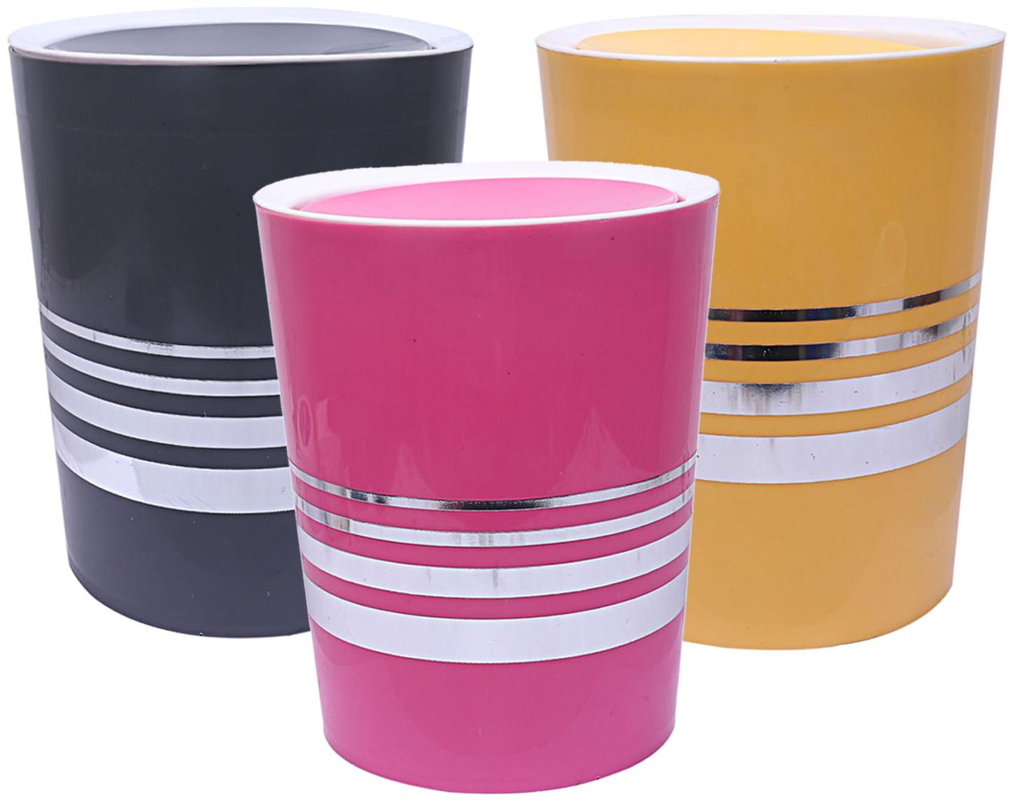 

Kuber Industries Plastic 3 pcs Swing Lid Garbage Waste Dustbin 5 L (Pink Yellow Grey) - CTHH13435
