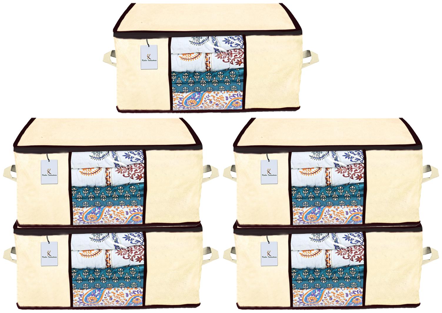 

Kuber Industries Underbed Storage Bag Storage Organiser Blanket Cover Set of 5 - Ivory Extra Large Size CTHH14323