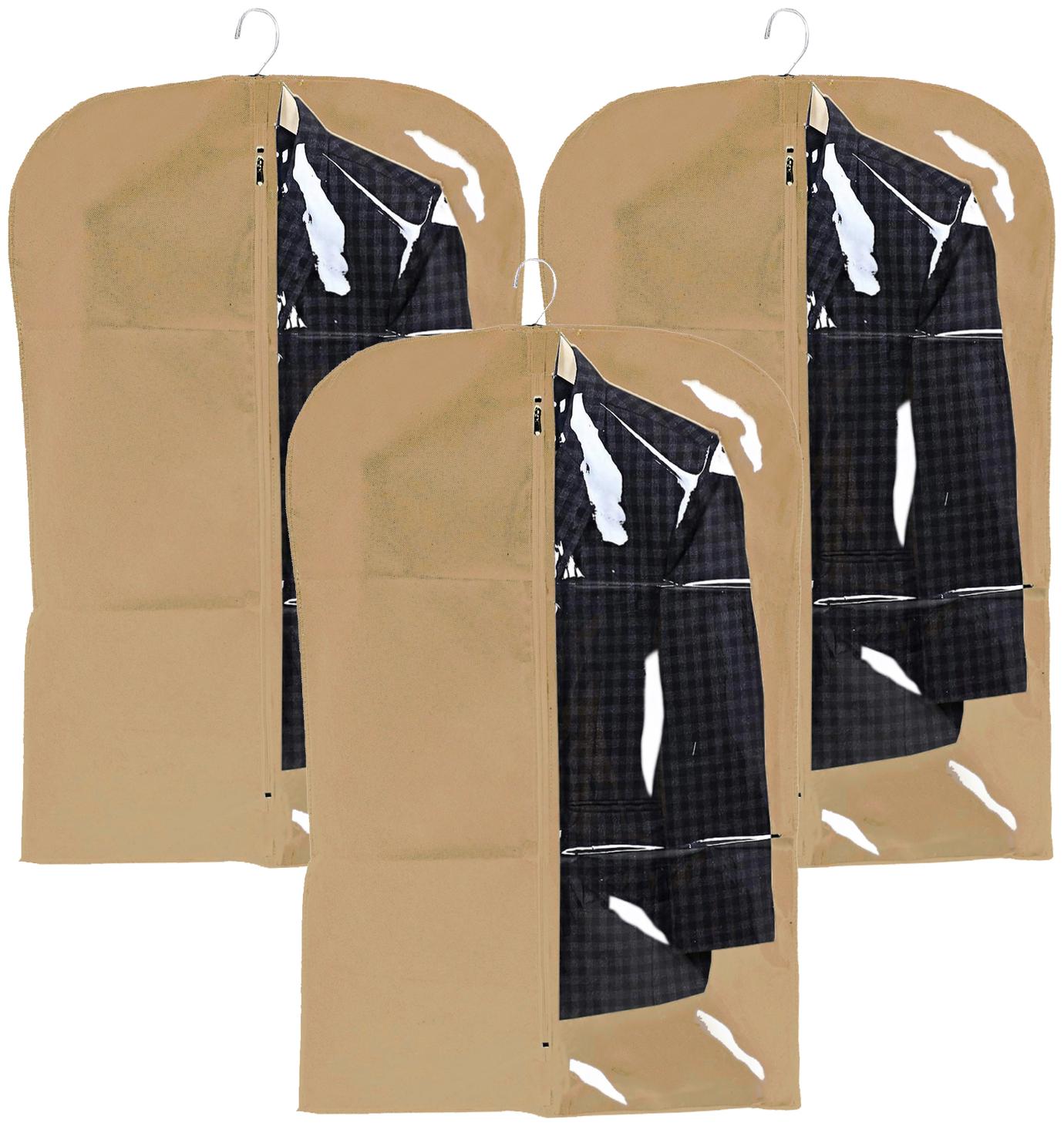 

Kuber Industries Half Transparent 3 pcs Non Woven Men s Coat Blazer Cover (Brown) - CTHH14667