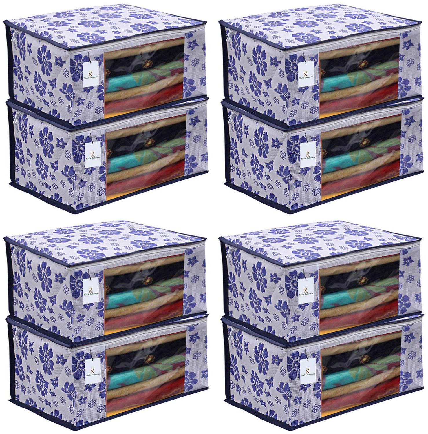 

Kuber Industries 8 pc Non Woven Saree Cover Set Royal Blue Large Size CTHH11733