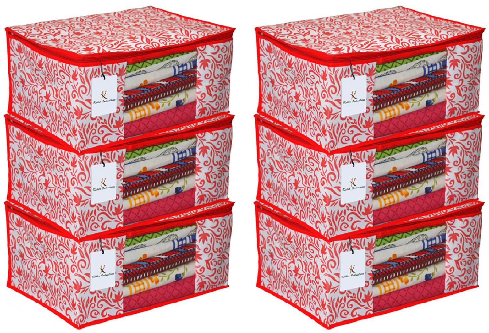 

Kuber Industries 6 pcs Non-Woven Extra Large Saree Cover (Red)- CTHH11558