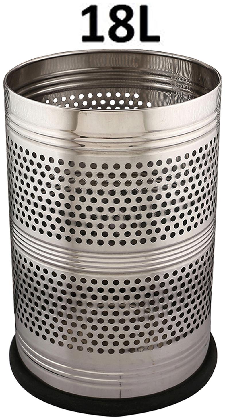 

Kuber Industries Stainless Steel 1 pc Garbage Dustbin Set 18 Liter (Silver)- CTHH10312