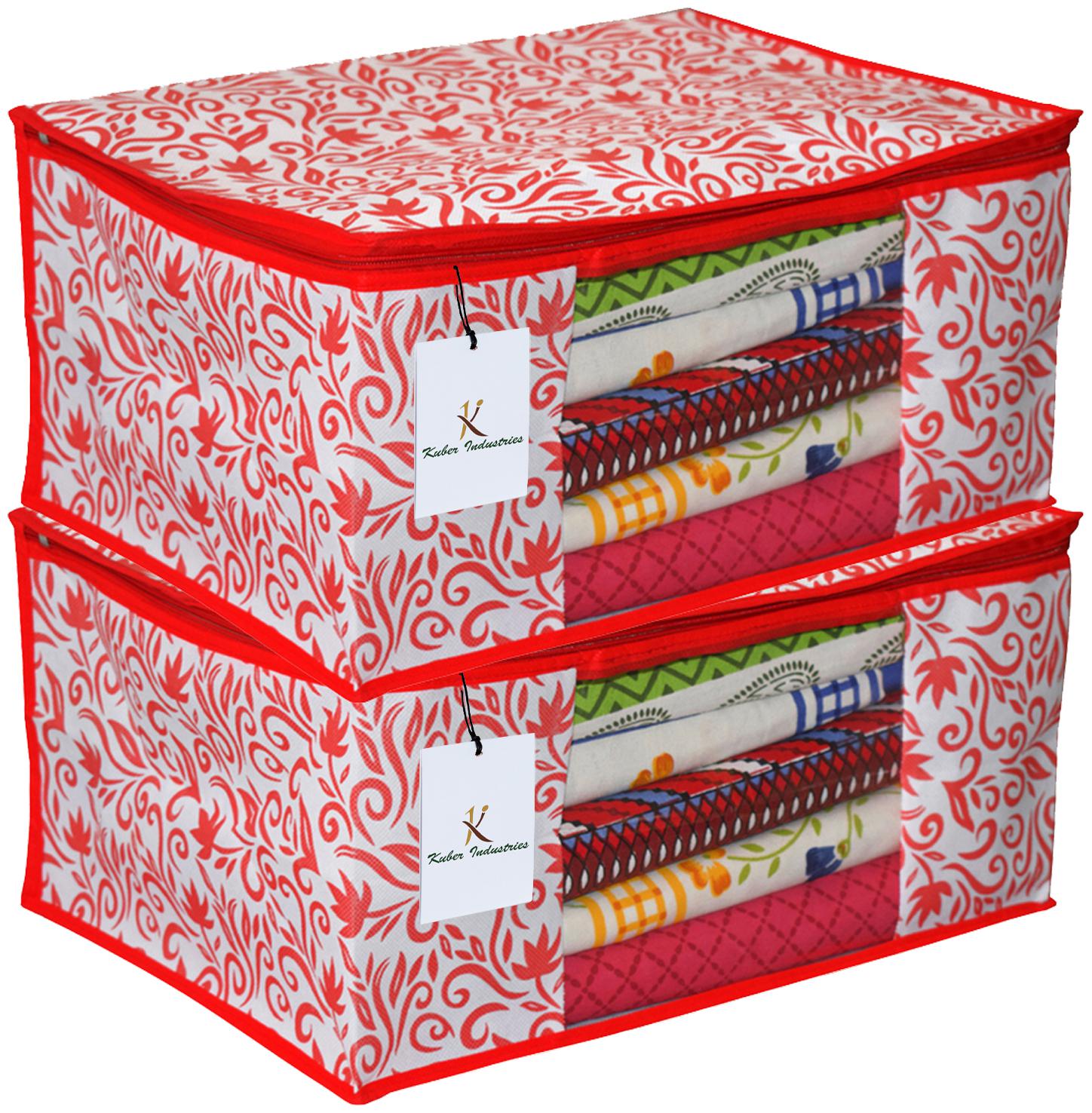 

Kuber Industries 2 pcs Non-Woven Extra Large Saree Cover (Red)- CTHH11555