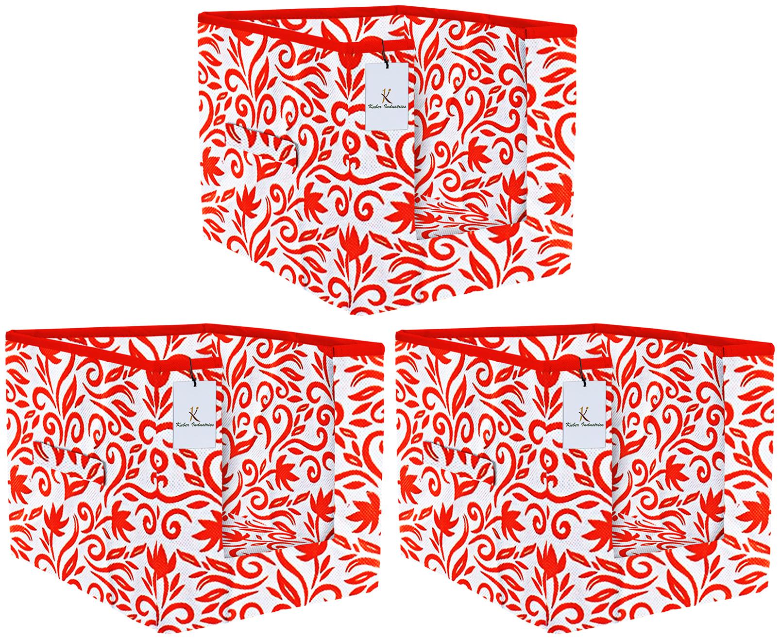 

Kuber Industries Leaf Printed 3 pc Non Woven Shirt Stacker Wardrobe Organizer Set (Red) - CTHH16768