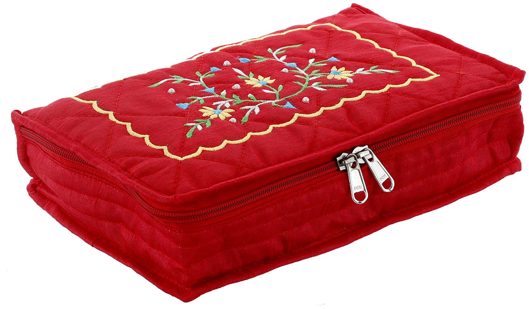 

Kuber Industries Embroidery Design Cotton Jewellery Kit Red - CTHH14350