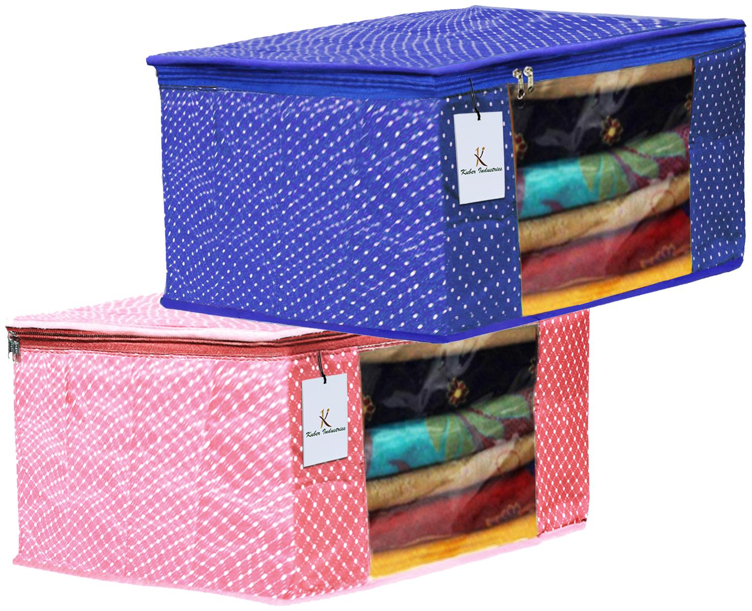 

Kuber Industries Polka Dots 2 pcs Cotton 3 Layered Quilted Saree Cover (Peach Royal Blue) - CTHH14856