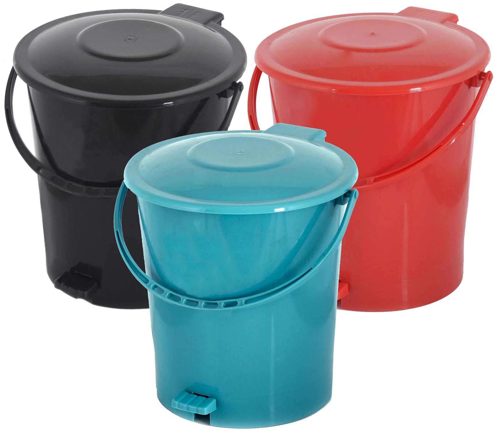

Kuber Industries 3 pcs Plastic Dustbin Garbage Bin with Handle 10 L (Black Red Green) - CTHH16399