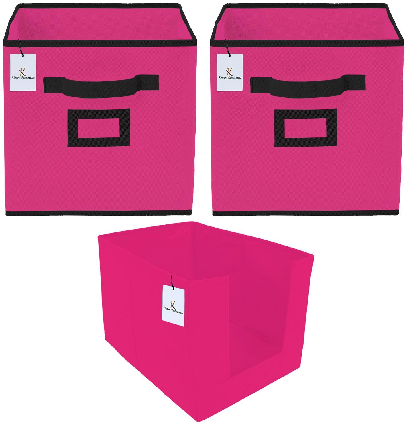 

Kuber Industries Non Woven 1 pc Shirt Stacker Wardrobe Organizer And 2 pc Small Foldable Storage Organiser Cubes Boxes (Pink) - CTHH17712