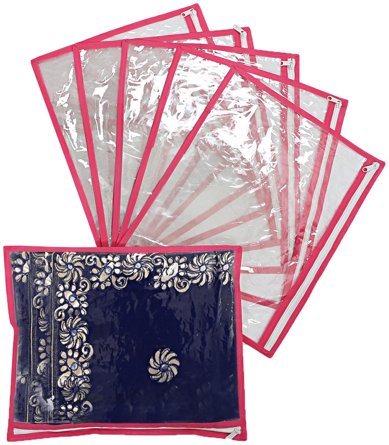 

Kuber Industries PVC 6 pcs Single Packing Saree Cover (Pink)- CTHH10241