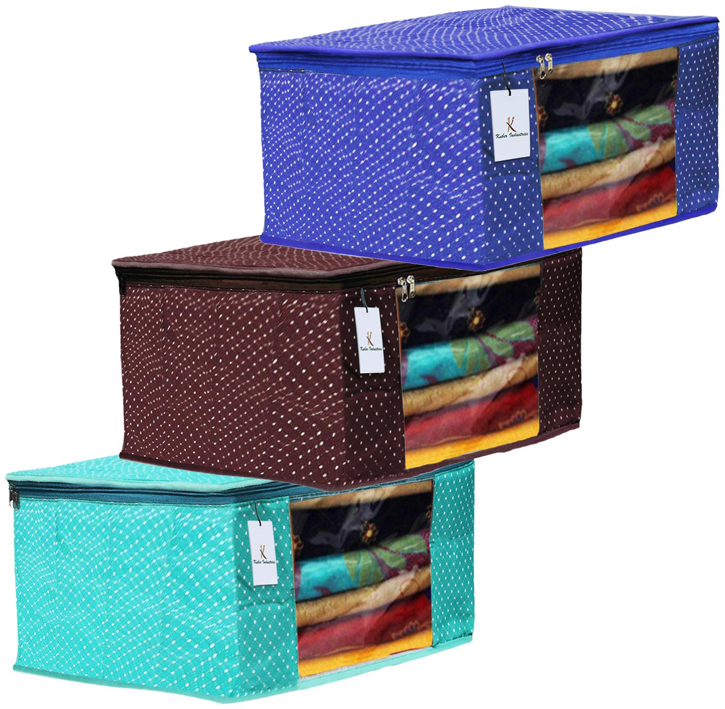 

Kuber Industries Polka Dots 3 pcs Cotton 3 Layered Quilted Saree Cover (Green Brown Royal Blue) - CTHH14904