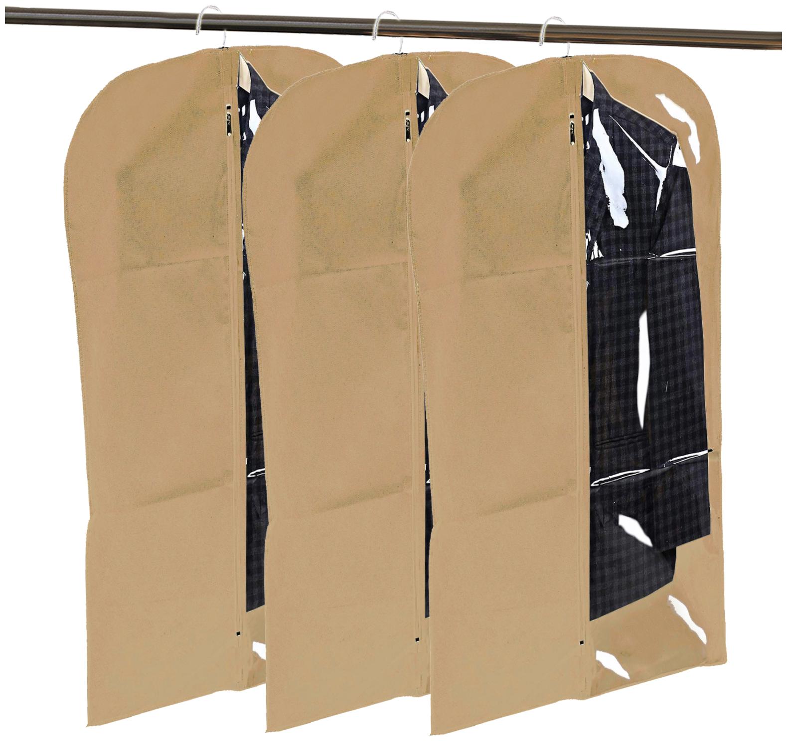 

Kuber Industries Half Transparent 3 pcs Non Woven Men s Coat Blazer Cover (Brown) - CTHH14668