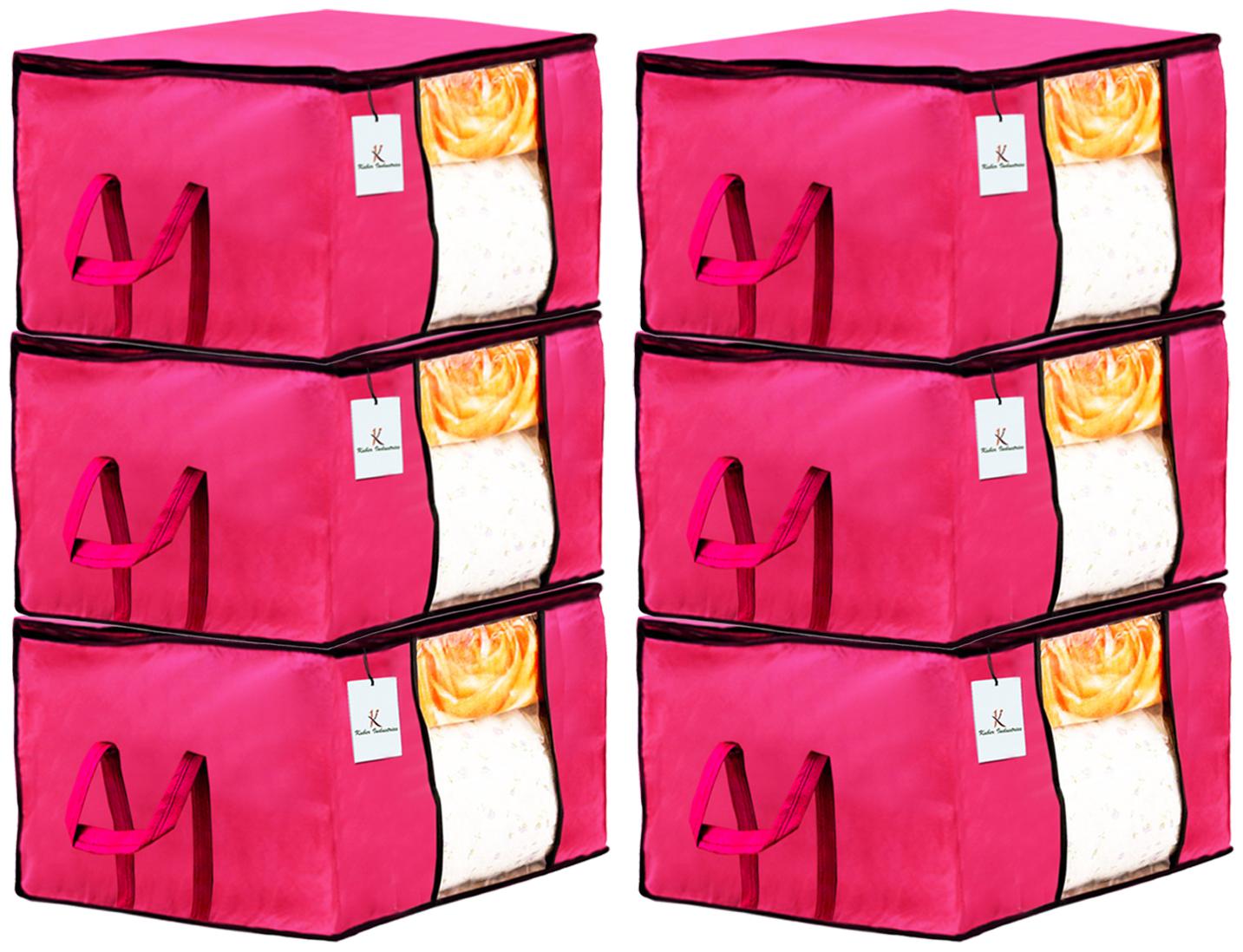 

Kuber Industries Underbed Storage Bag Storage Organiser Blanket Cover Set of 6 - Pink Extra Large Size CTHH14252