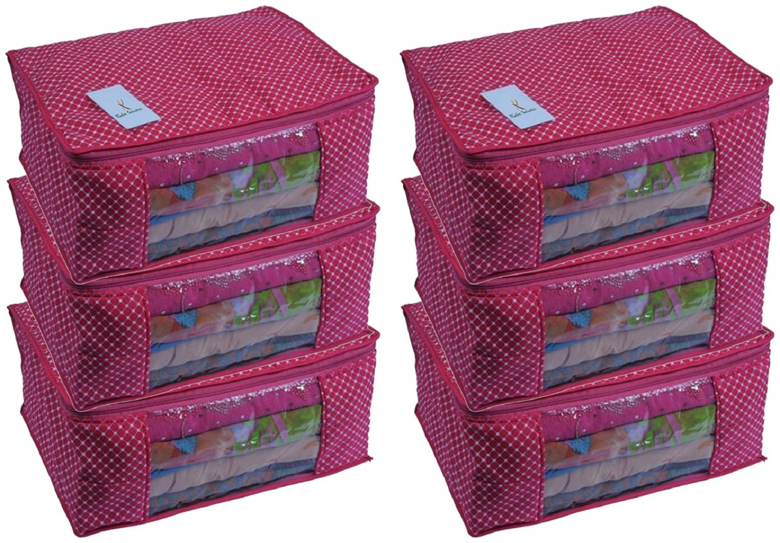 

Kuber Industries Cotton 6 pcs Hathkadi Print Saree Cover (Pink) CTHH18873