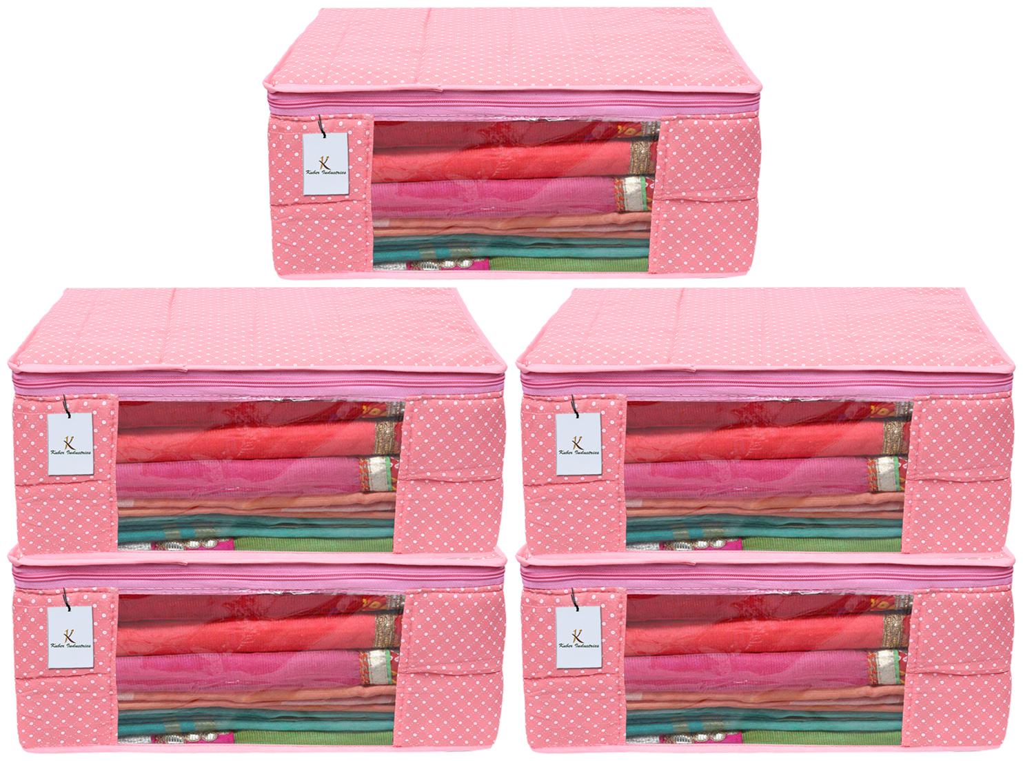

Kuber Industries Polka Dots 5 Piece Cotton 3 Layered Quilted Saree Cover Peach- CTHH22319