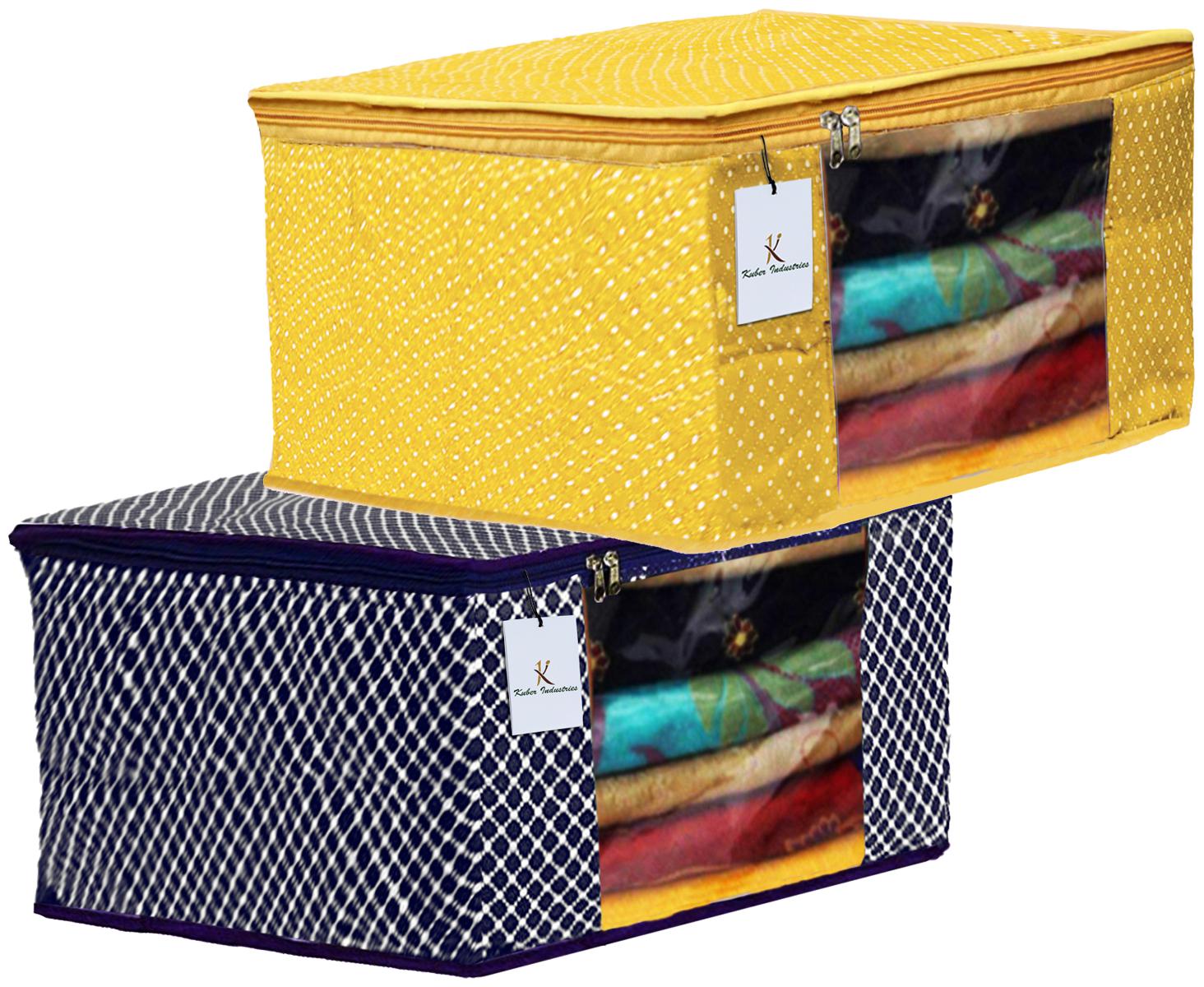 

Kuber Industries Polka Dots 2 pcs Cotton 3 Layered Quilted Saree Cover (Blue Yellow) - CTHH14867