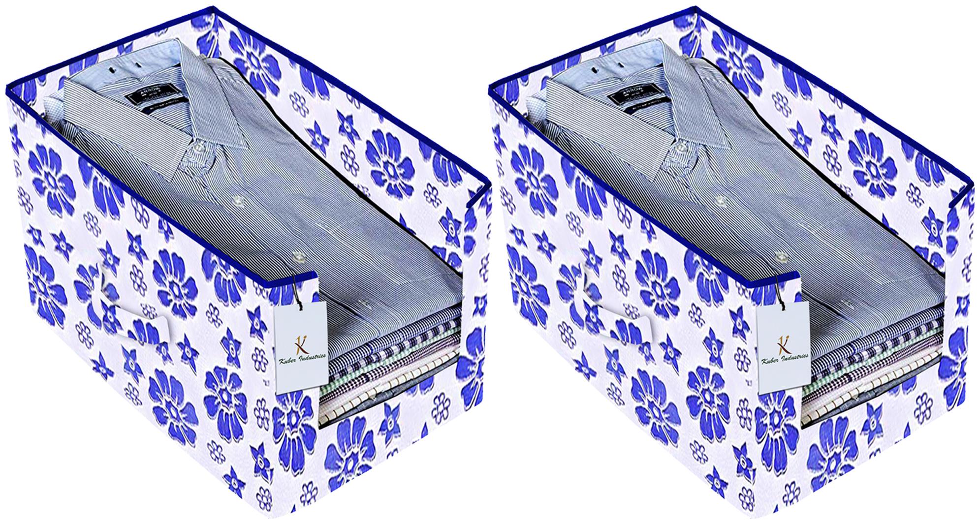

Kuber Industries Flower Printed 2 pc Non Woven Shirt Stacker Wardrobe Organizer Set (Royal Blue) - CTHH16720