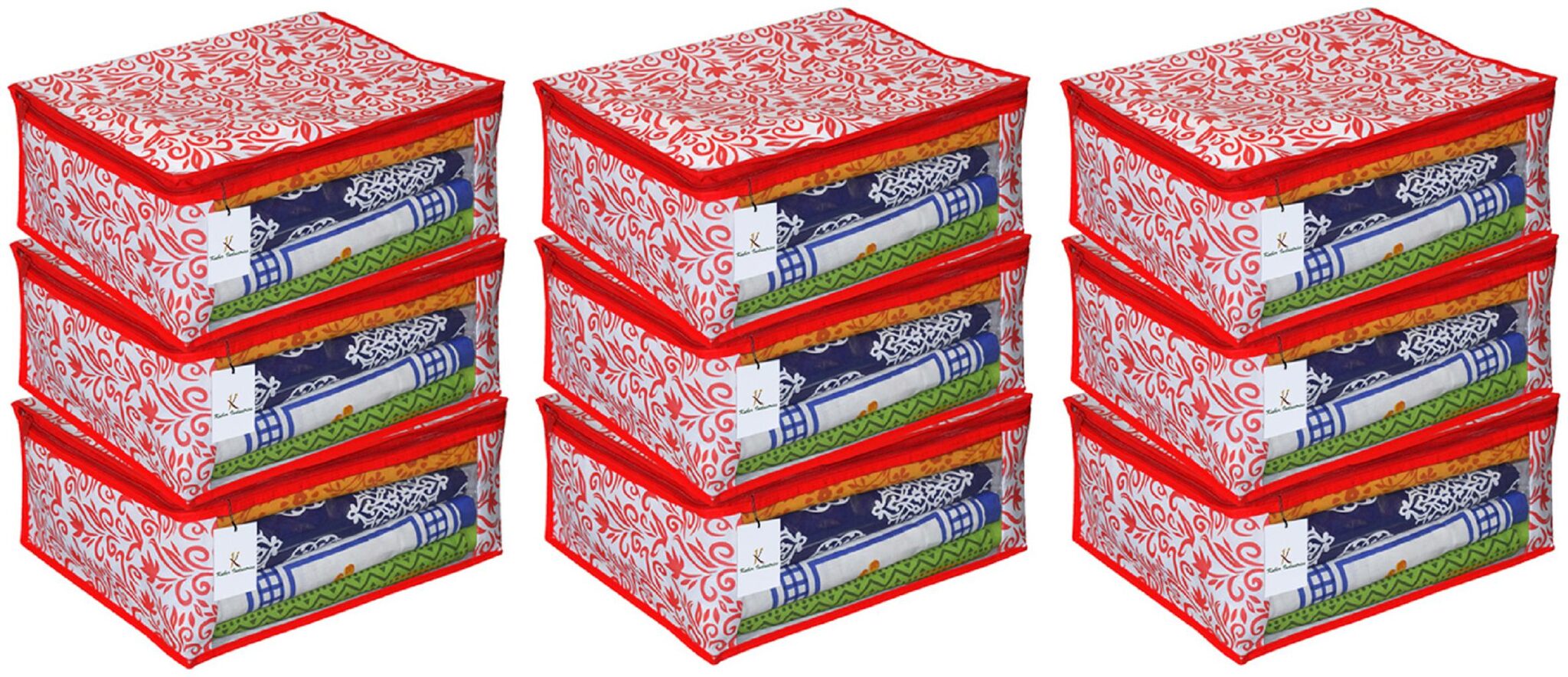 

Kuber Industries 9 pcs Non-Woven Saree Cover (Red)- CTHH11550