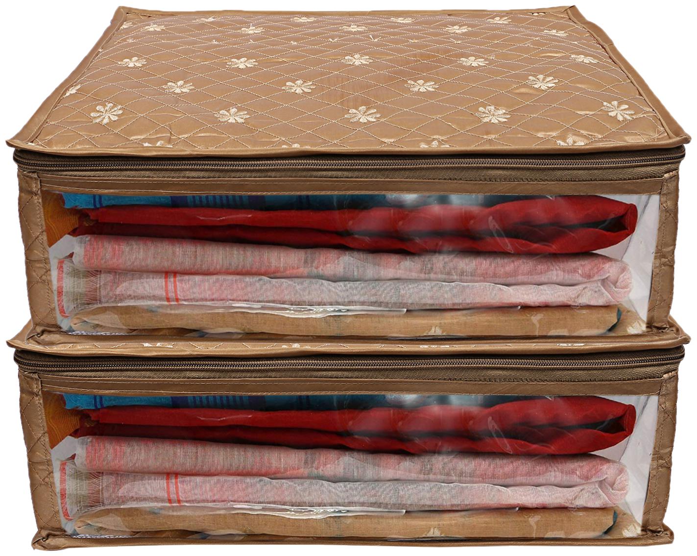 

Kuber Industries 3 layered Quilted Satin 2 Pieces Saree Cover (Gold) -CTLTC10598 CTHH12071