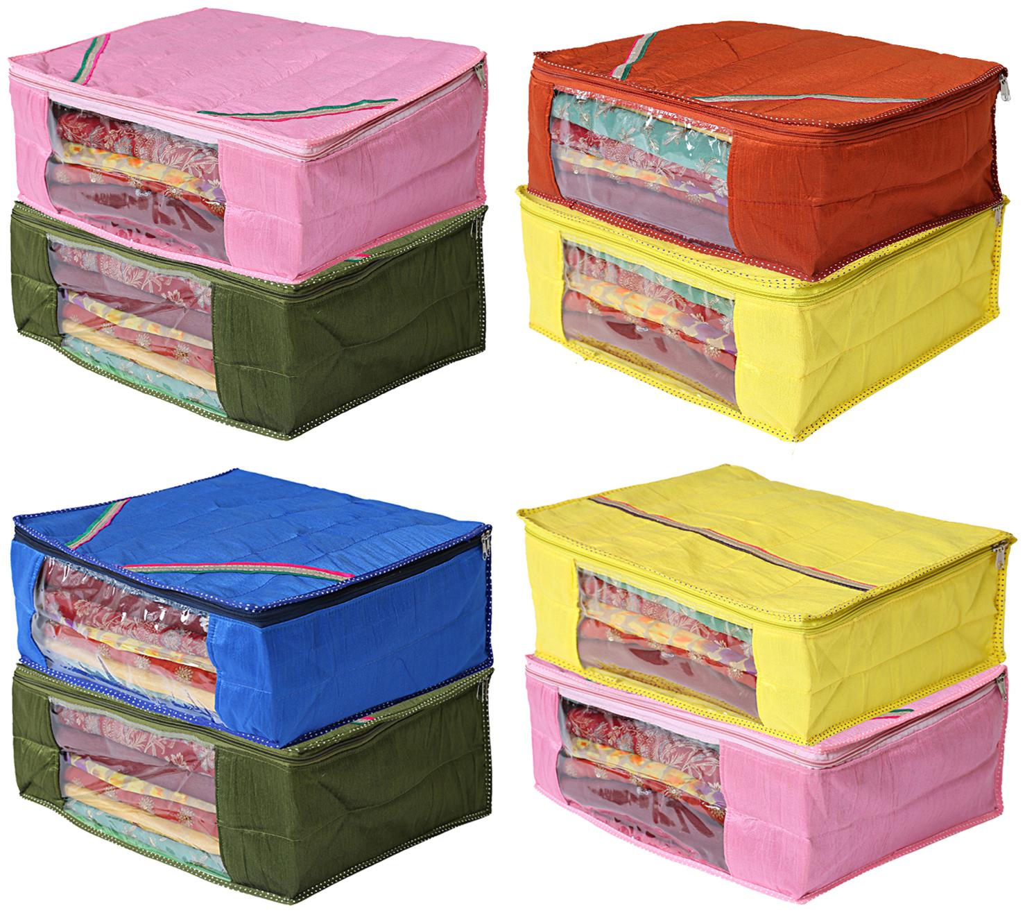 

Kuber Industries 8 pcs Raw Silk Saree Cover Wardrobe Organizer (Multi)- CTHH19236