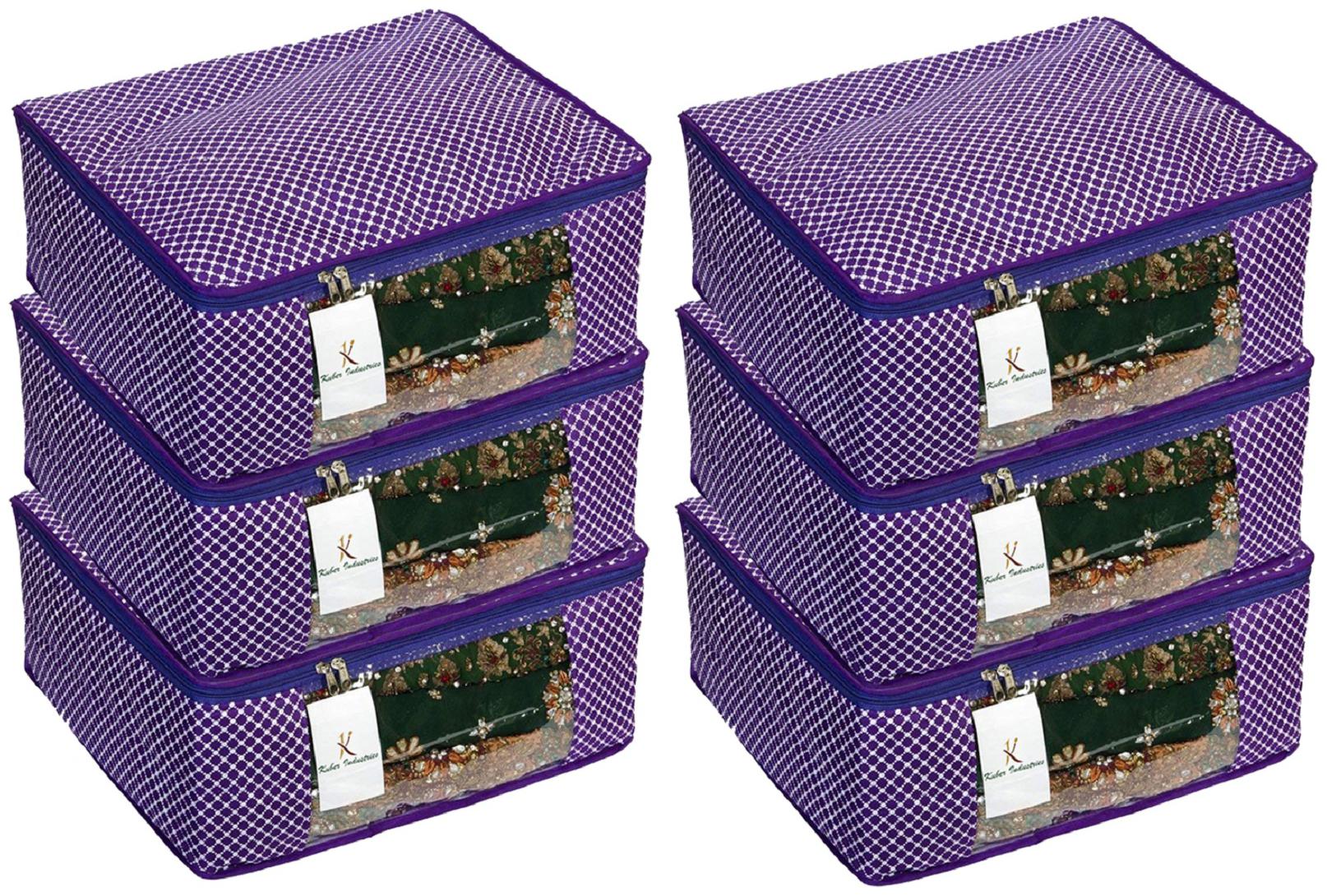 

Kuber Industries Cotton 6 pcs Hathkadi Print Saree Cover (Purple) CTHH18898