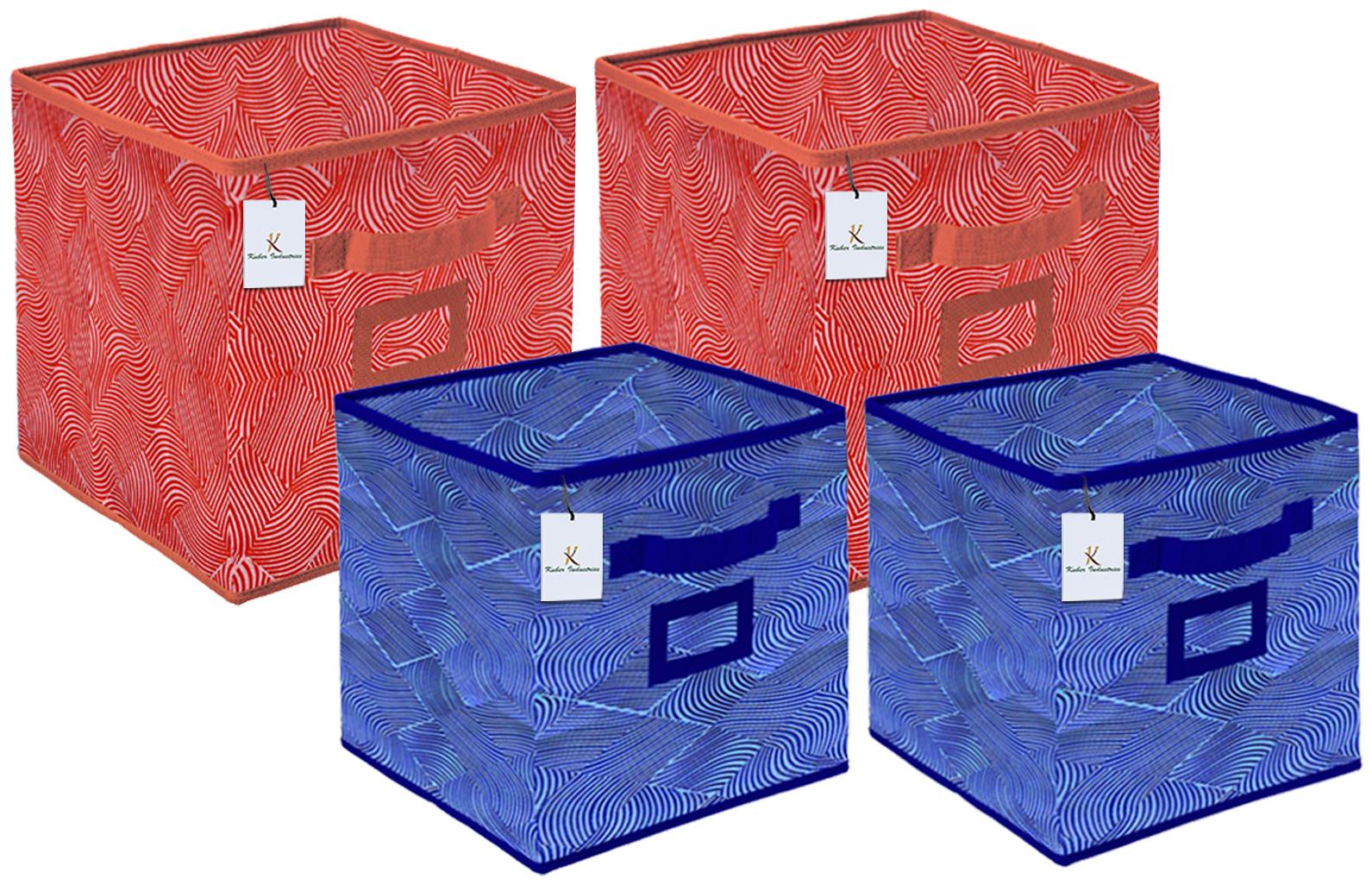 

Kuber Industries Laheriya Design Non Woven 4 pcs Small Large Foldable Storage Organiser Cubes Boxes (Orange Blue) - CTHH17166