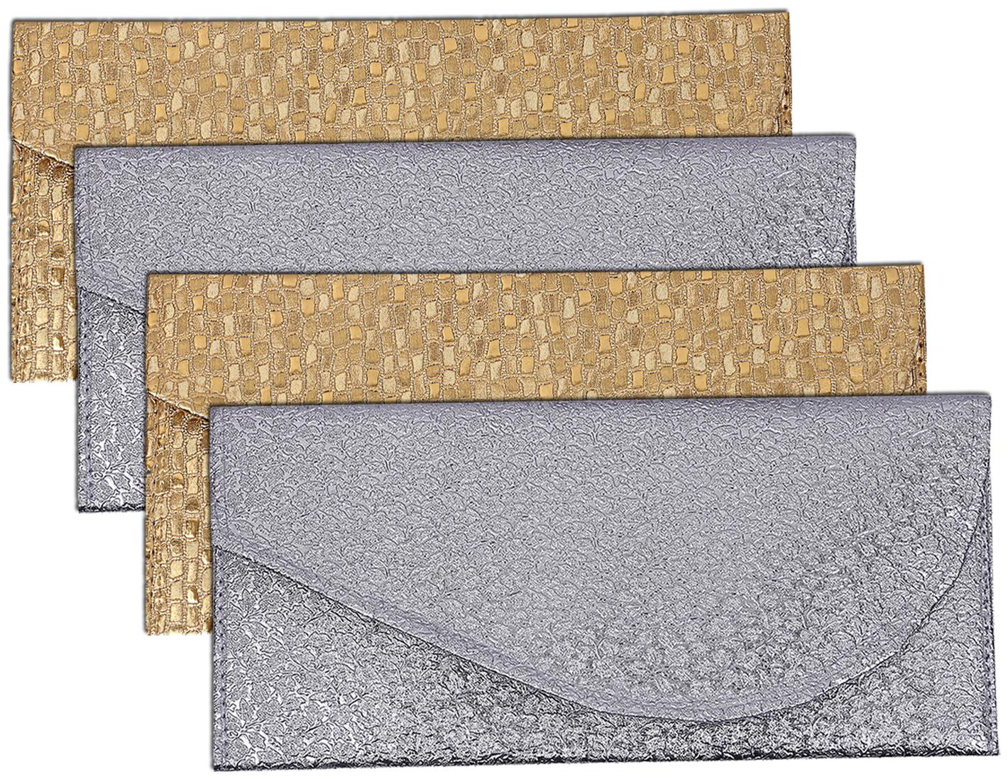 

Kuber Industries Leather 4 pcs Money Envelope for Shagun Wedding (Gold Silver) -CTLTC10548 CTHH12021