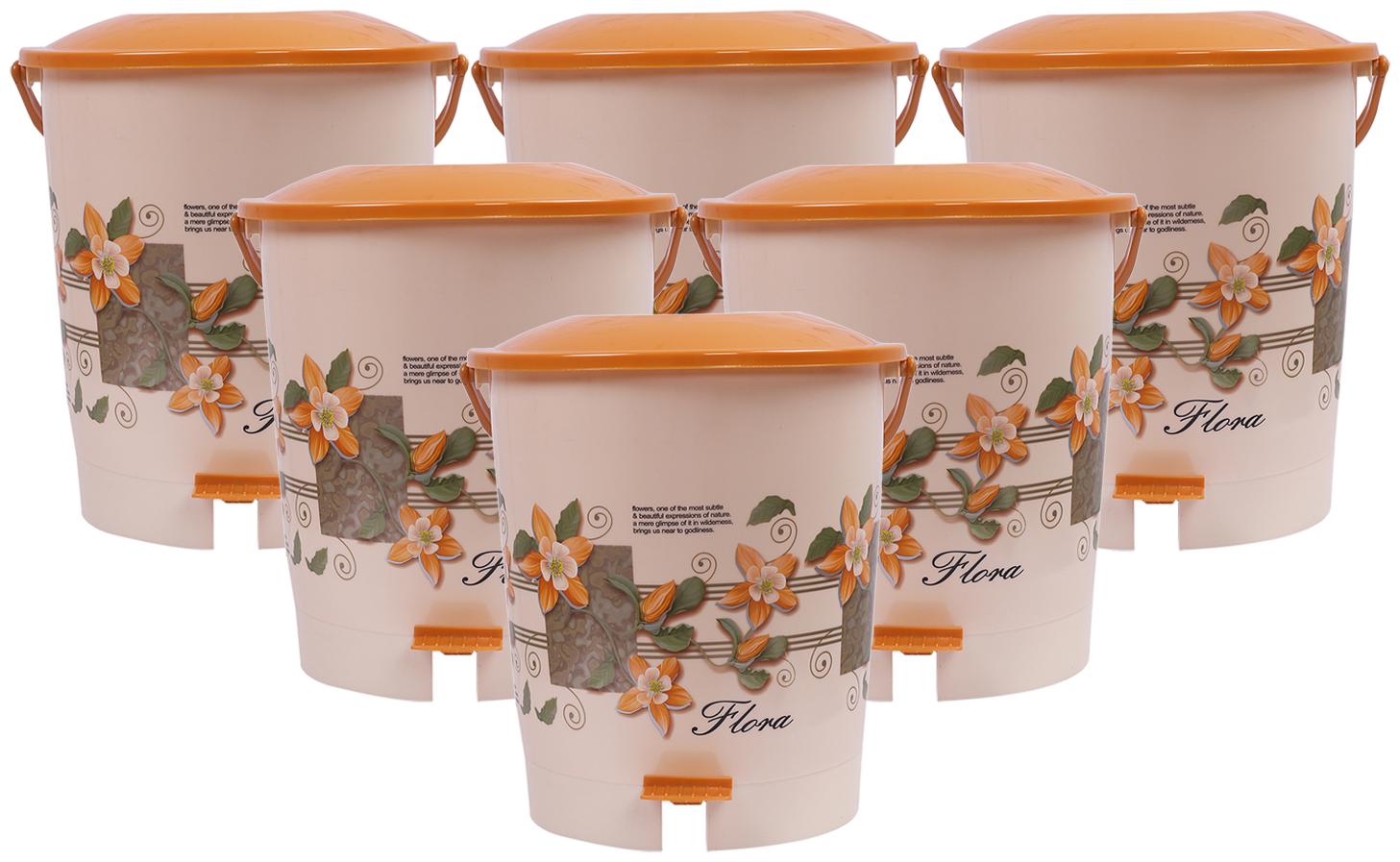 

Kuber Industries Virgin Plastic 6 pcs Dustbin Garbage Bin with Handle 10 L (Cream) - CTHH21578
