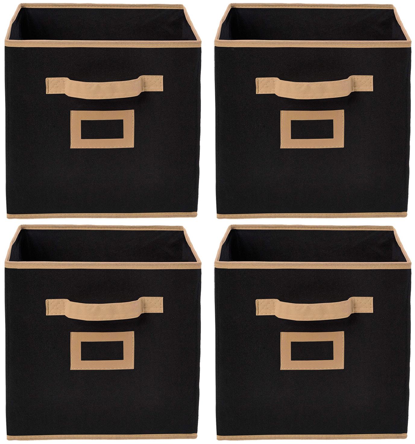 

Kuber Industries Non Woven 4 pcs Small Foldable Storage Organiser Cubes Boxes (Black) - CTHH16846