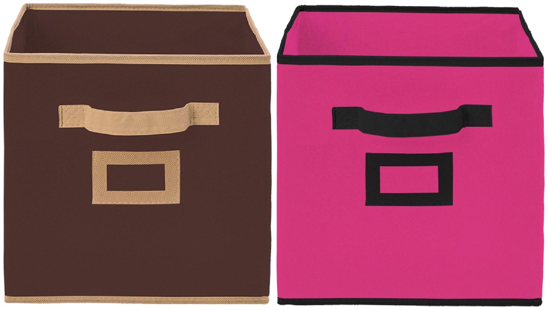 

Kuber Industries Non Woven 2 pcs Large Foldable Storage Organiser Cubes Boxes (Coffee Pink) - CTHH16976