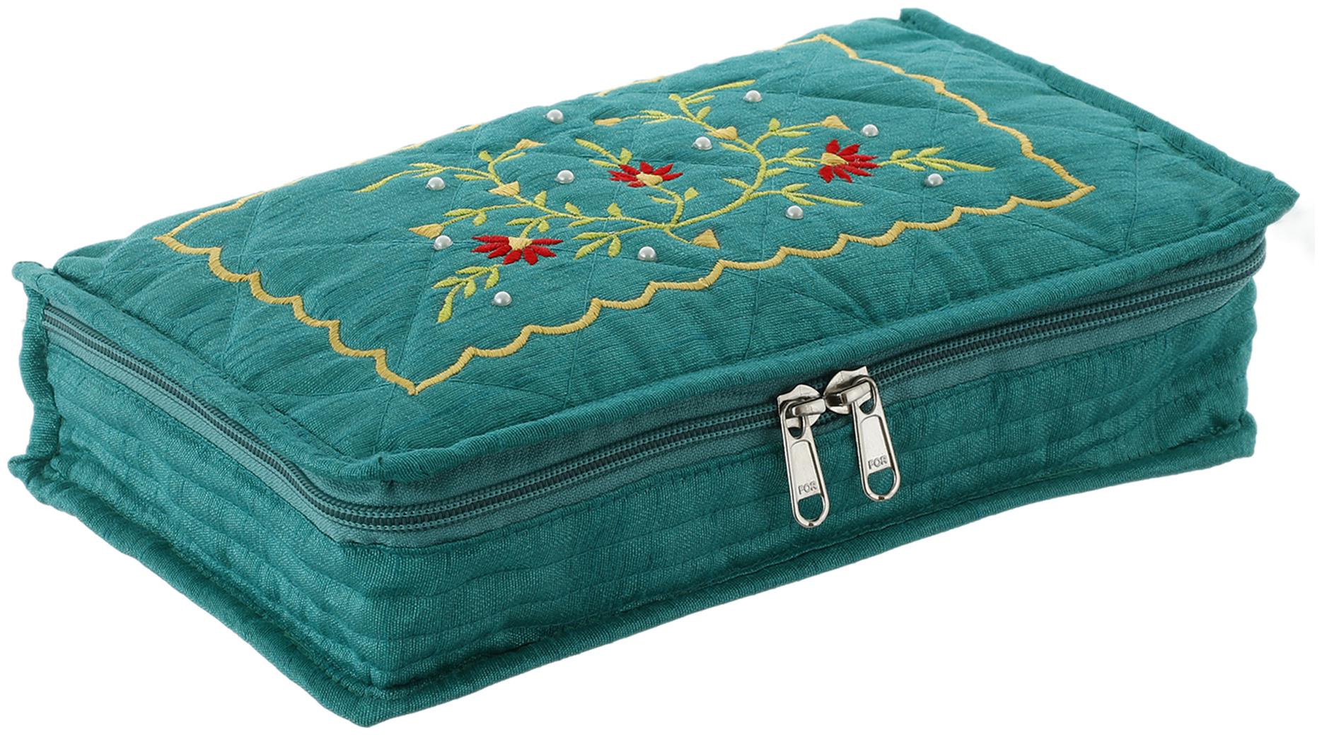 

Kuber Industries Embroidery Design Cotton Jewellery Kit Green - CTHH14354