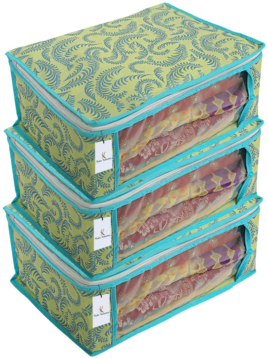 

Kuber Industries 3 Piece Non Woven Saree Cover Set Green 7 Inches Height CTHH11475