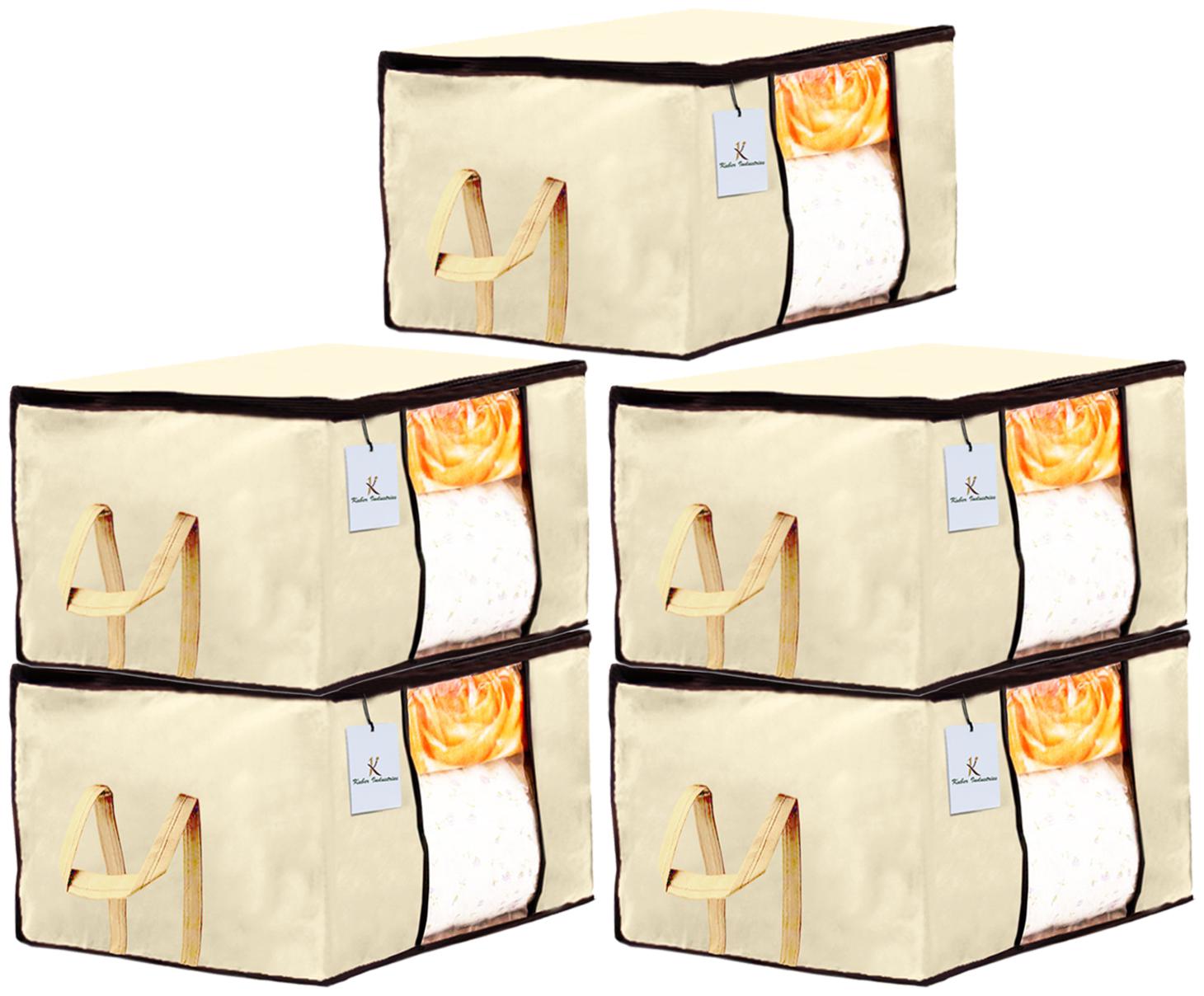 

Kuber Industries Underbed Storage Bag Storage Organiser Blanket Cover Set of 5 - Ivory Extra Large Size CTHH14272