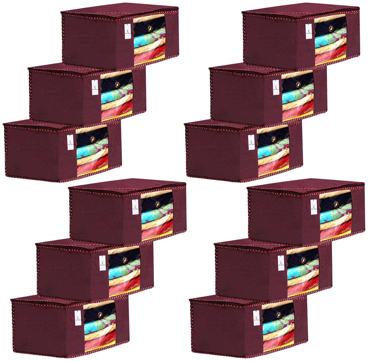 

Kuber Industries 12 pc Non Woven Fabric Saree Cover Set with Transparent Window Extra Large Maroon- CTHH16098
