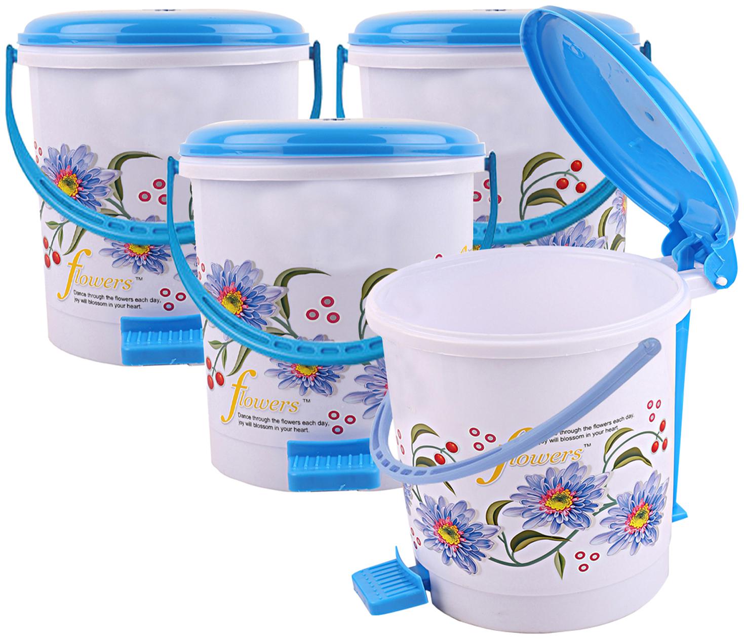 

Kuber Industries 4 Pcs Virgin Plastic Medium Size Dustbin Garbage Bin (Blue) CTHH10528