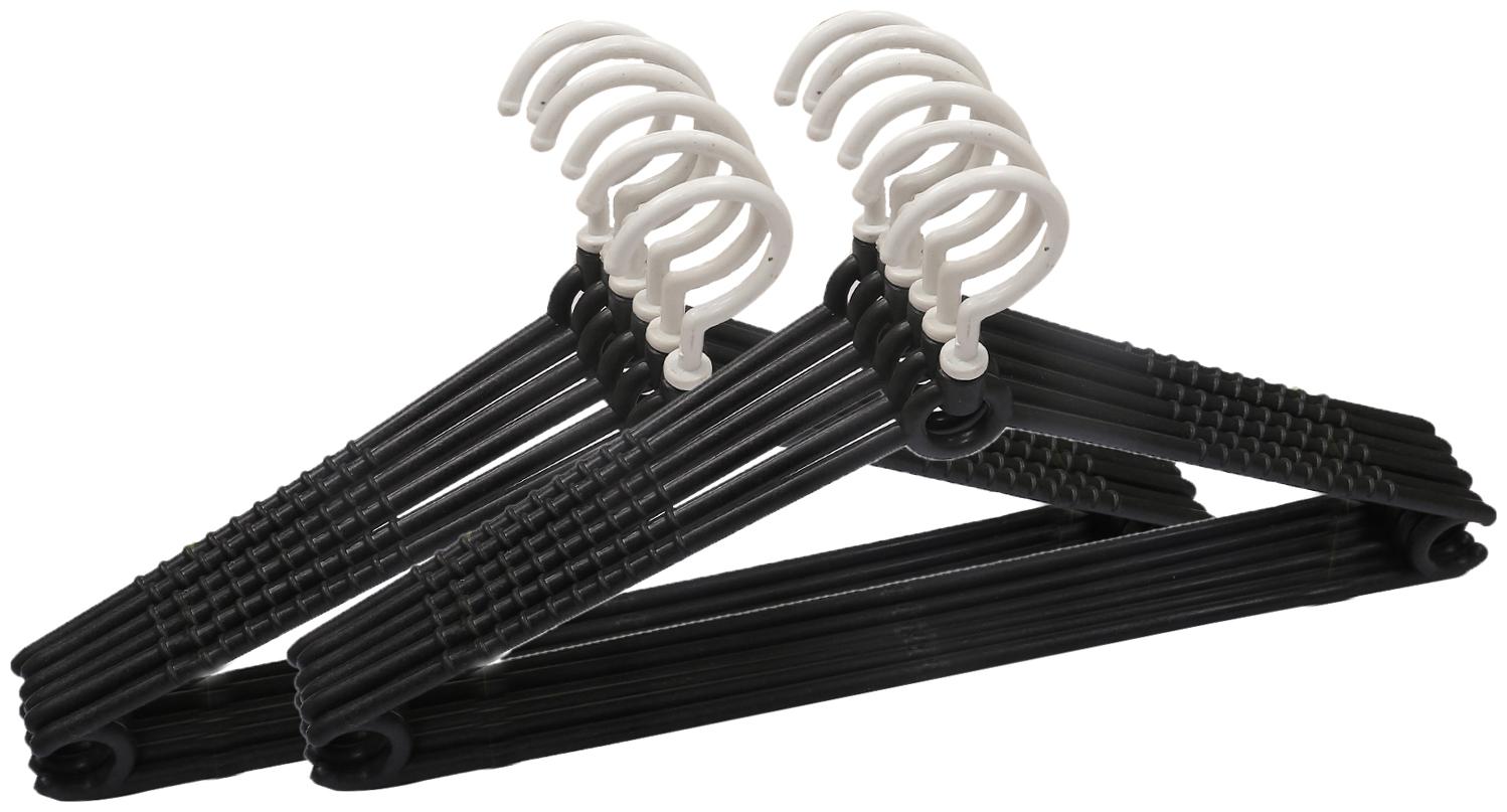 

Kuber Industries Plastic 12 pcs Hanger Set for wardrobe (Black White) CTHH11051