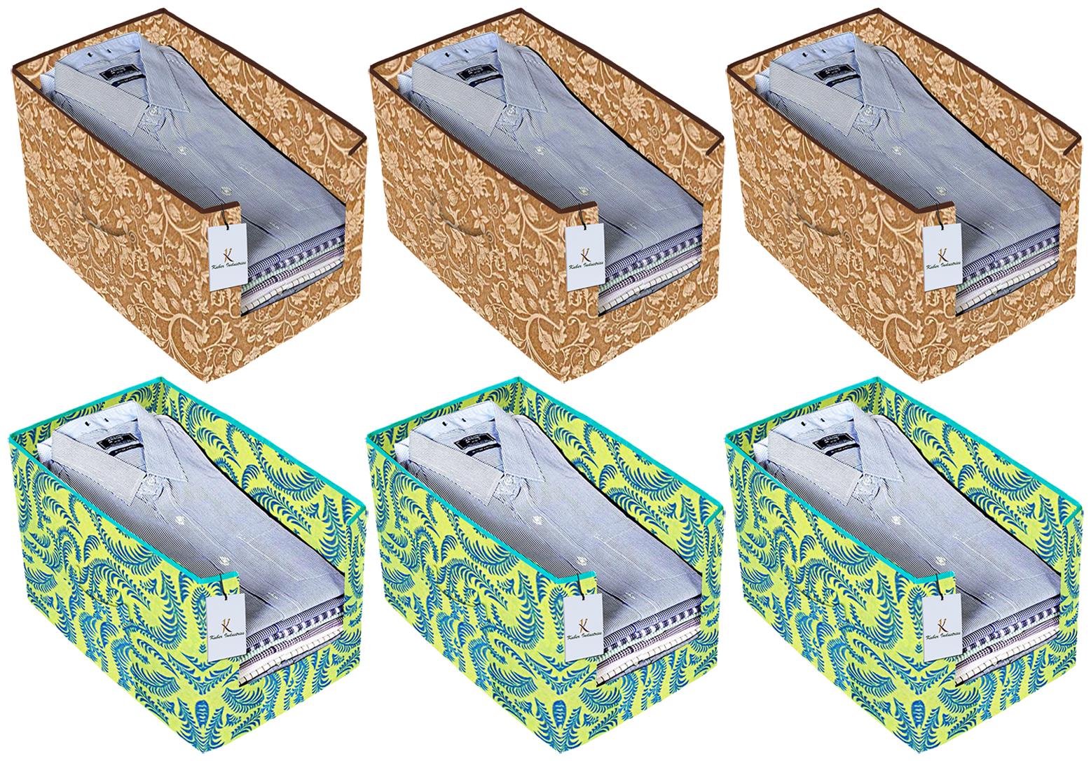 

Kuber Industries Metalic Printed 6 pc Non Woven Shirt Stacker Wardrobe Organizer Set (Green Beige) - CTHH16683