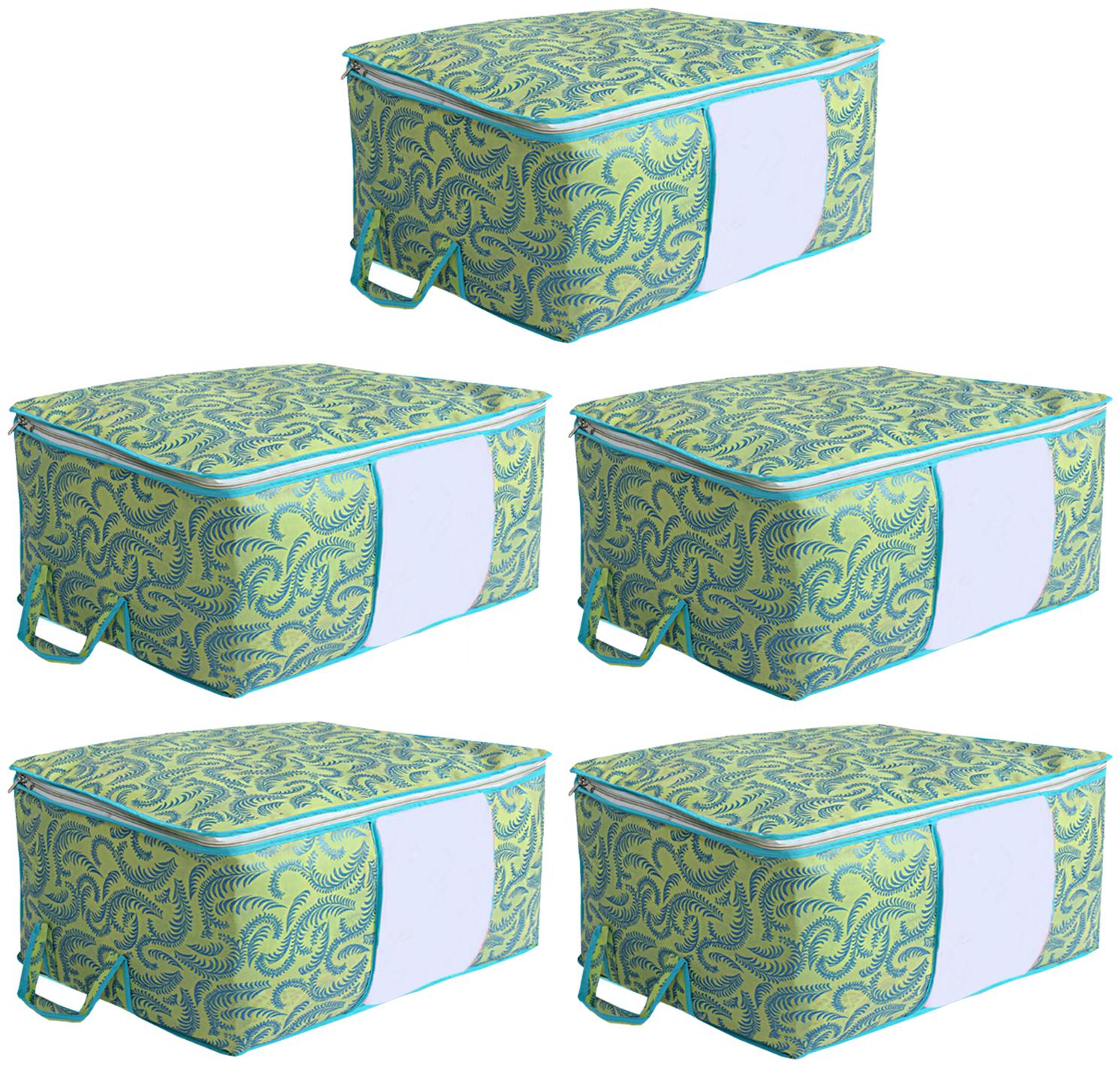 

Kuber Industries Non-Woven 5 pcs Underbed Storage Bag (Green) CTHH19111