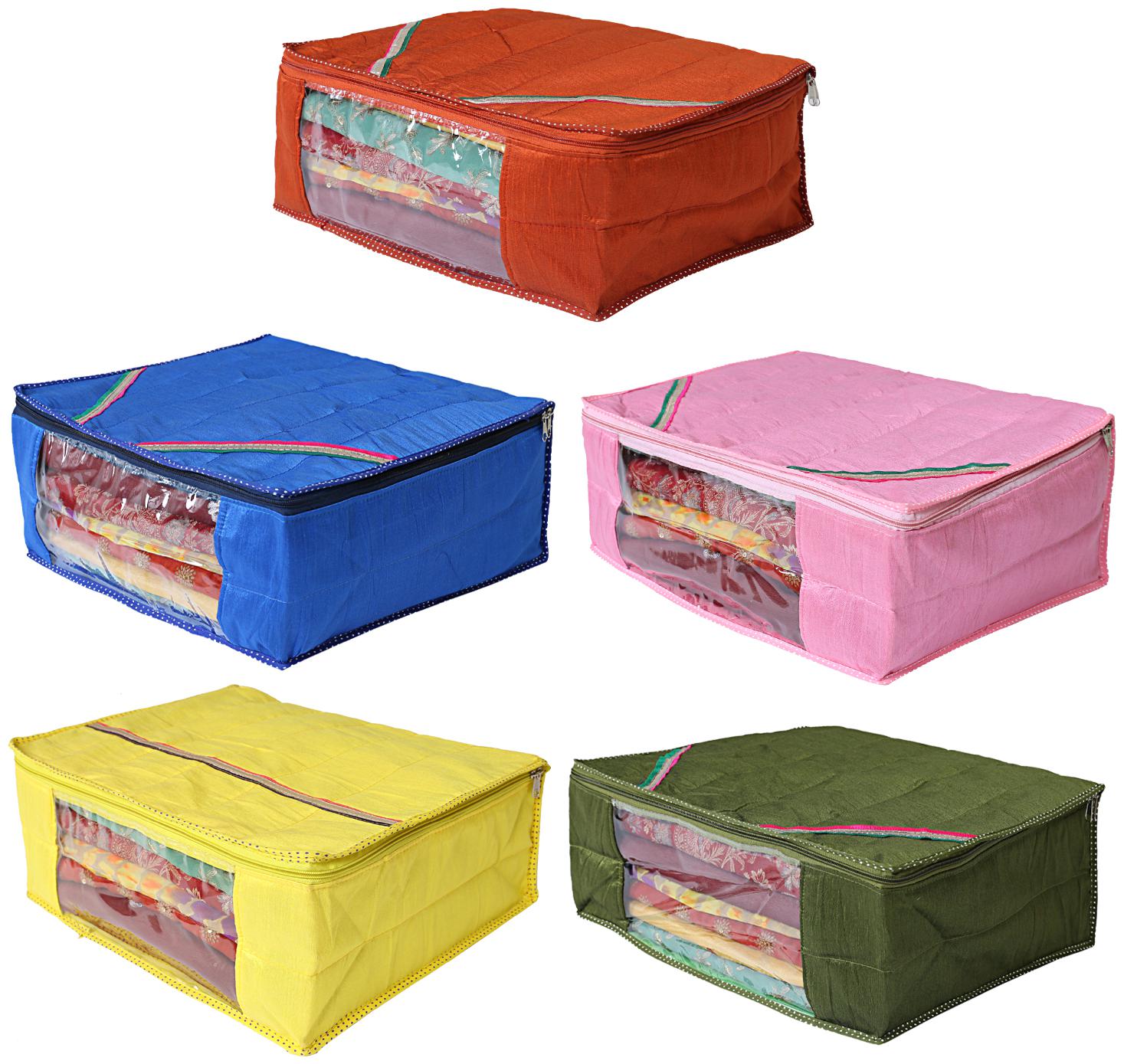 

Kuber Industries 5 pcs Raw Silk Saree Cover Wardrobe Organizer (Multi)- CTHH19232